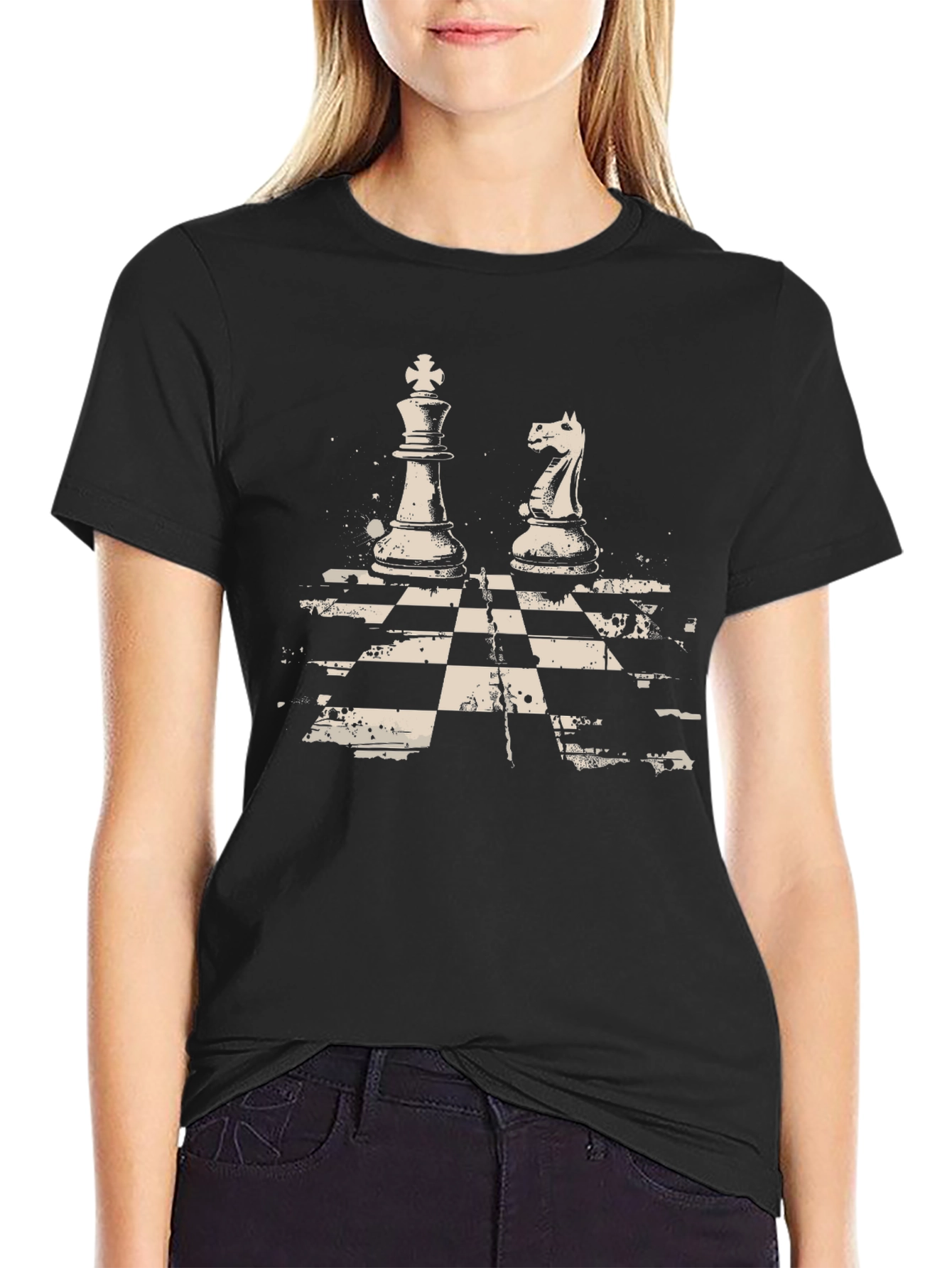 Black Chess King Knight Graphic Tee - Men's Black T-Shirt view 2