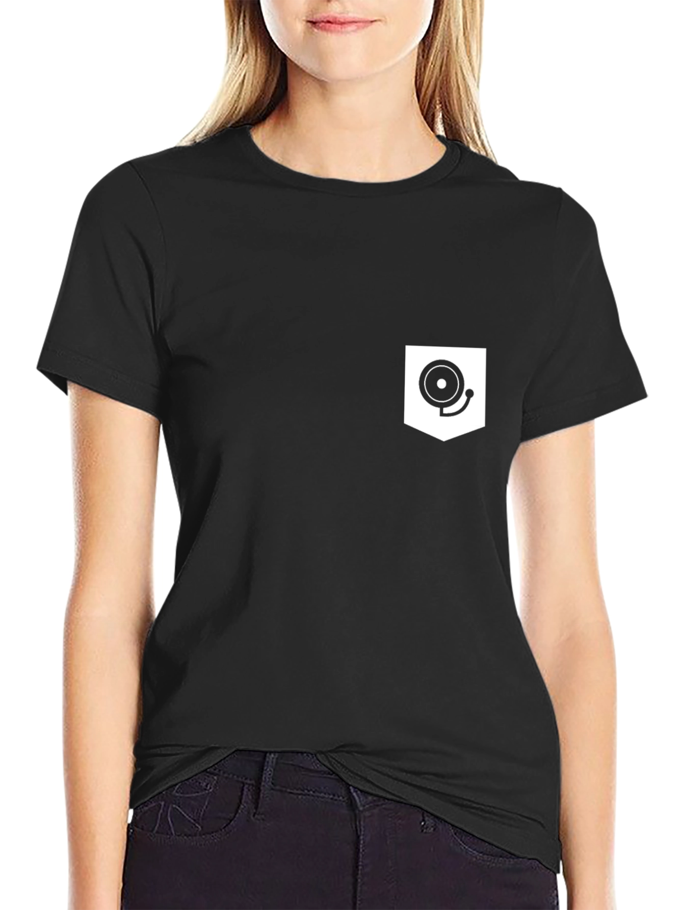 Black Black T-Shirt with Novelty Pocket Design view 2