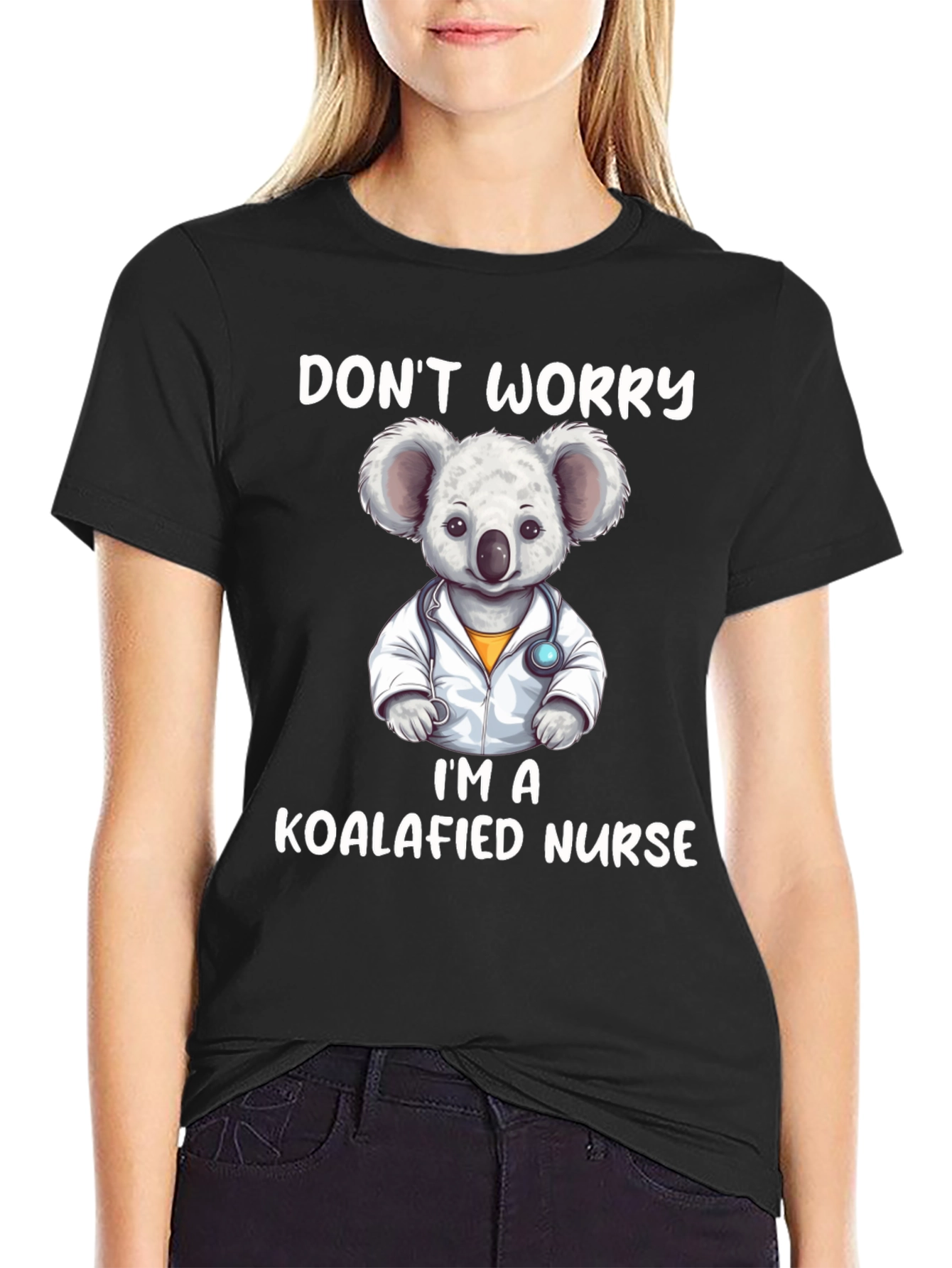 Black Koalafied Nurse Graphic Tee - Cute Koala Design view 2