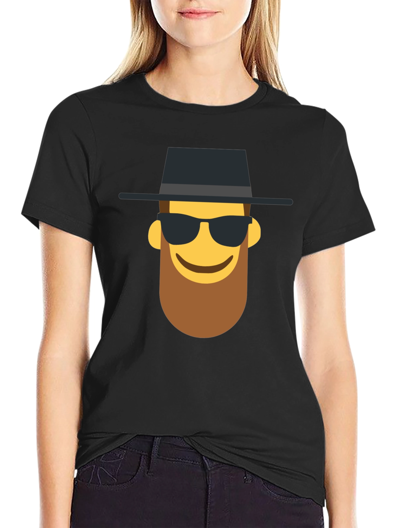 Black Cool Dude Emoji T-Shirt - Black view 2