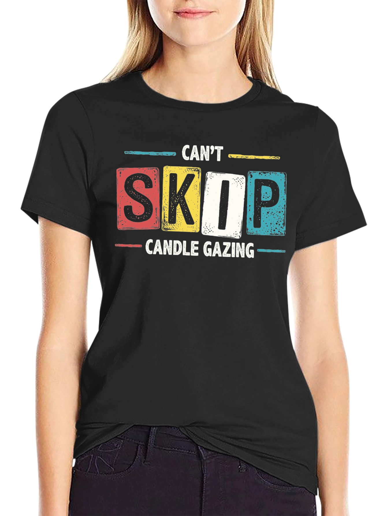 Black Can't Skip Candle Gazing T-Shirt - Novelty Graphic Tee view 2