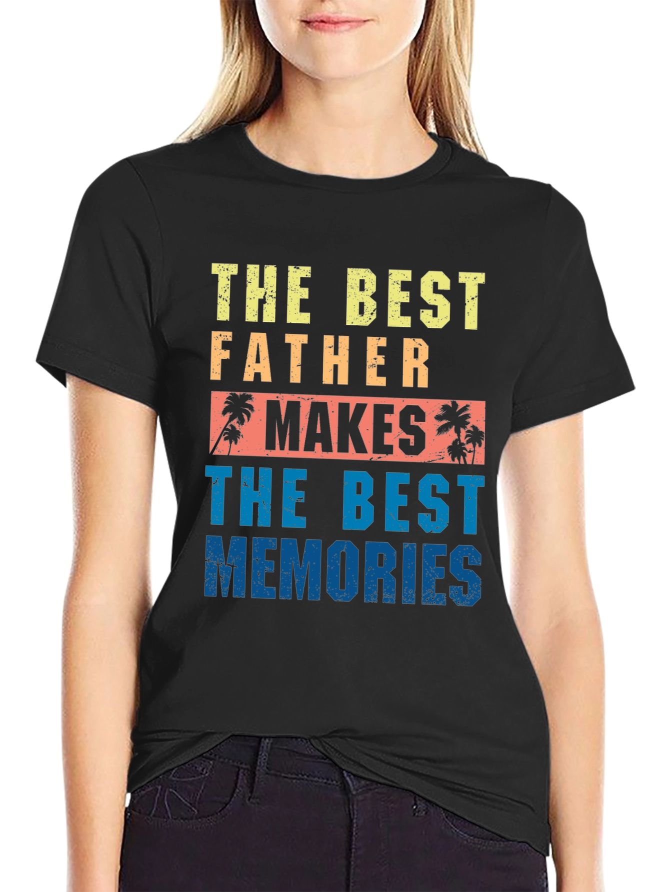 Black Best Father Makes Best Memories Graphic Tee view 2