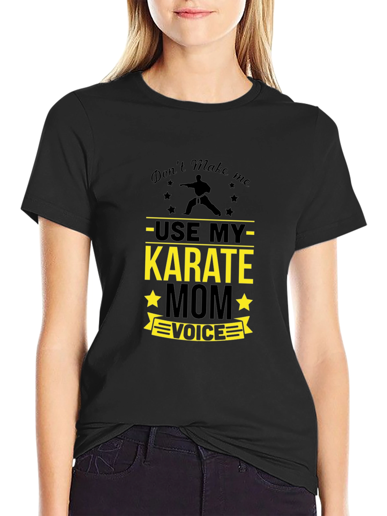 Black Karate Mom T-Shirt - Use My Voice view 2