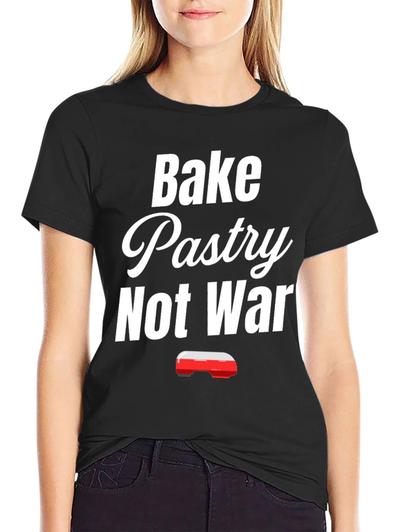 Black Bake Pastry Not War T-Shirt - Funny Baker Tee view 2