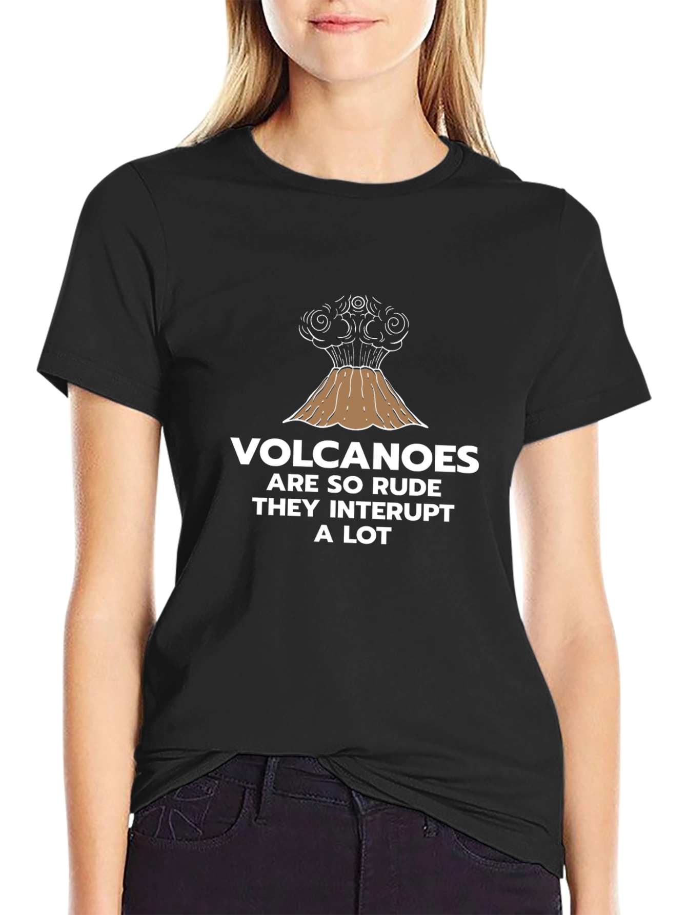 Black Volcano Humor Graphic T-Shirt view 2