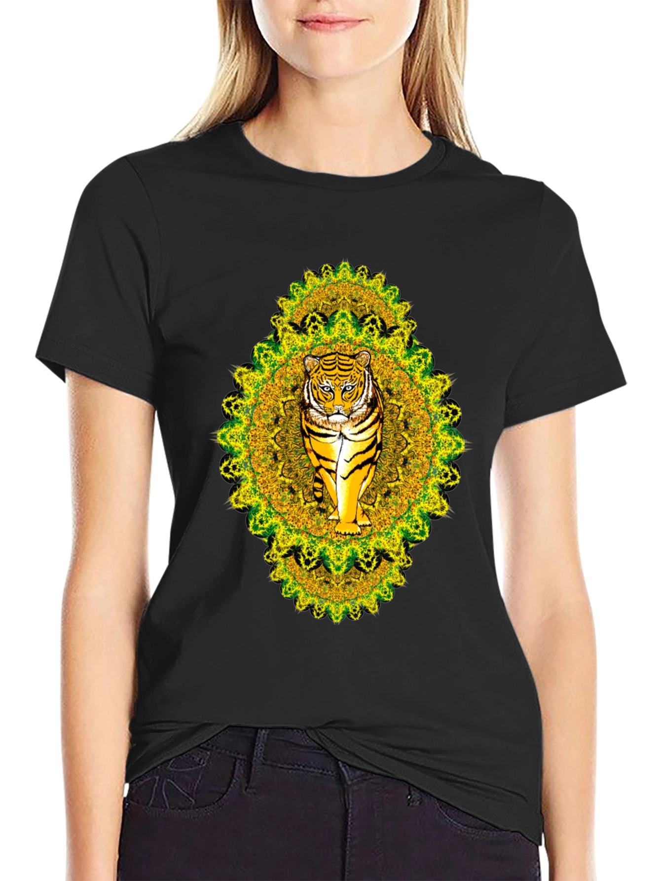 Black Tiger Mandala Graphic Tee - Black view 2