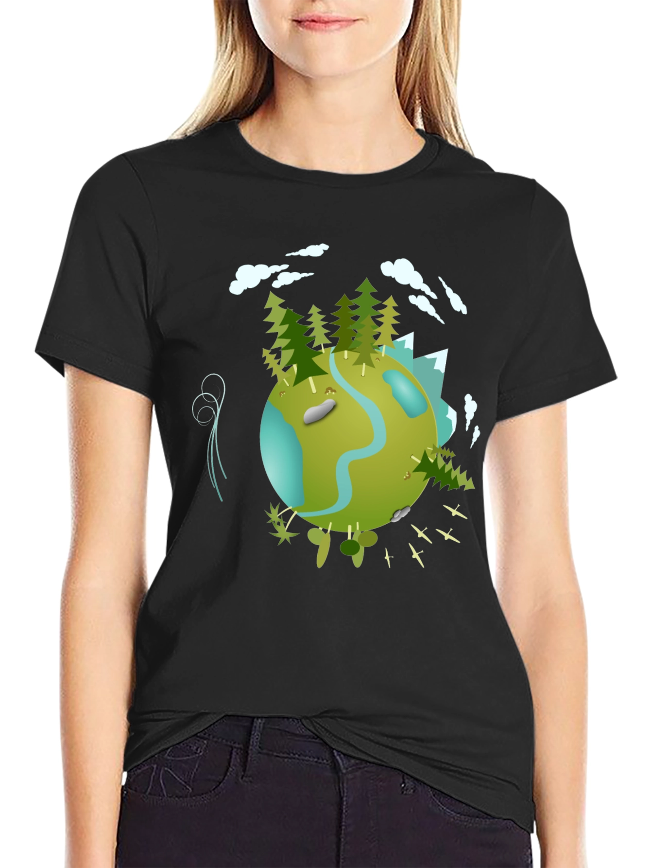 Black Eco Planet Graphic Tee - Black view 2