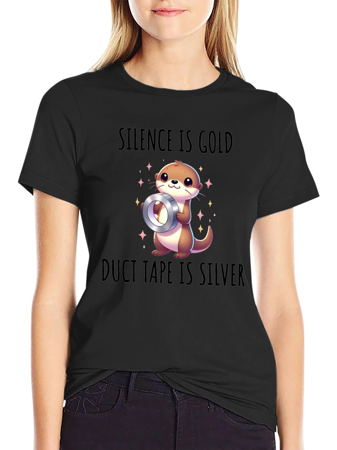Black Silence is Gold Duct Tape is Silver Graphic Tee view 2