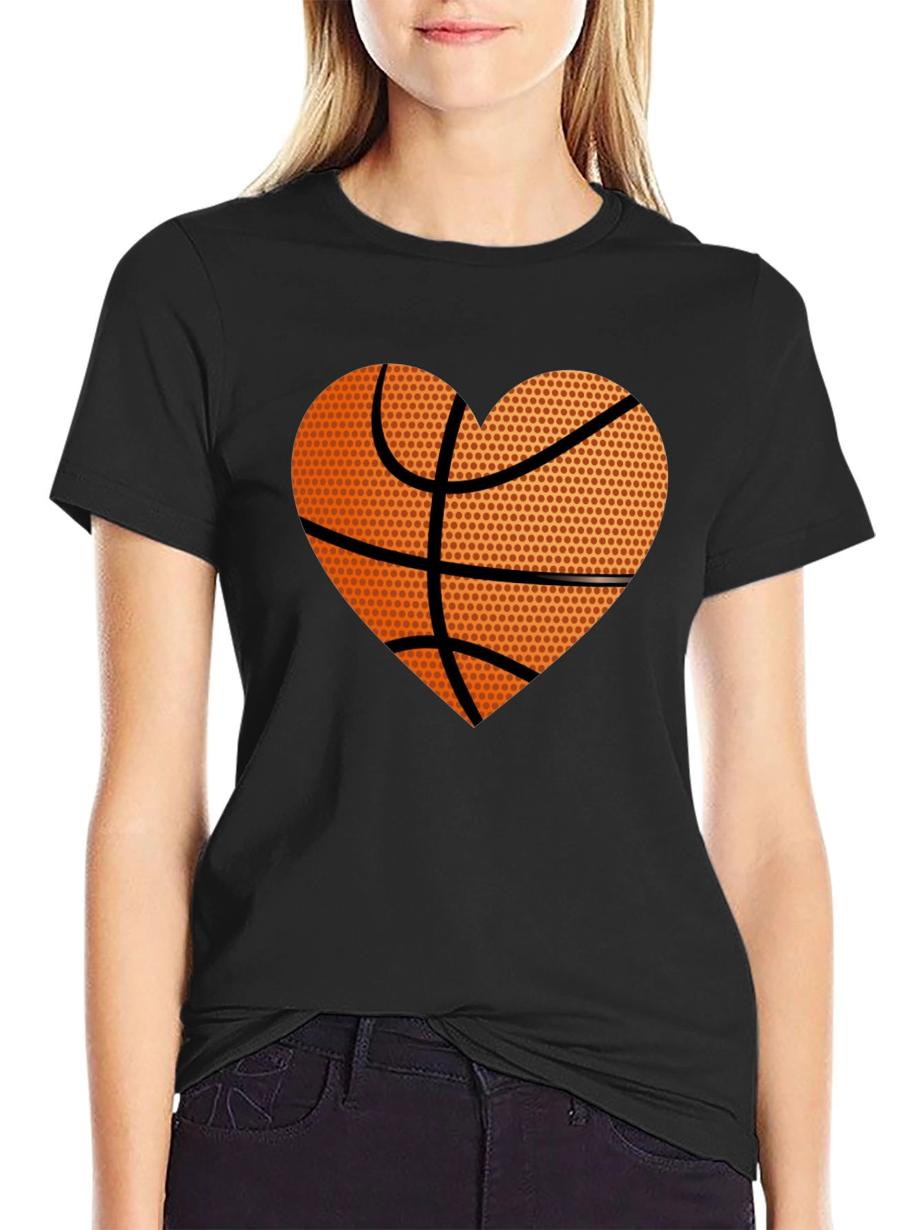 Black Basketball Heart Graphic Tee - Love the Game! view 2