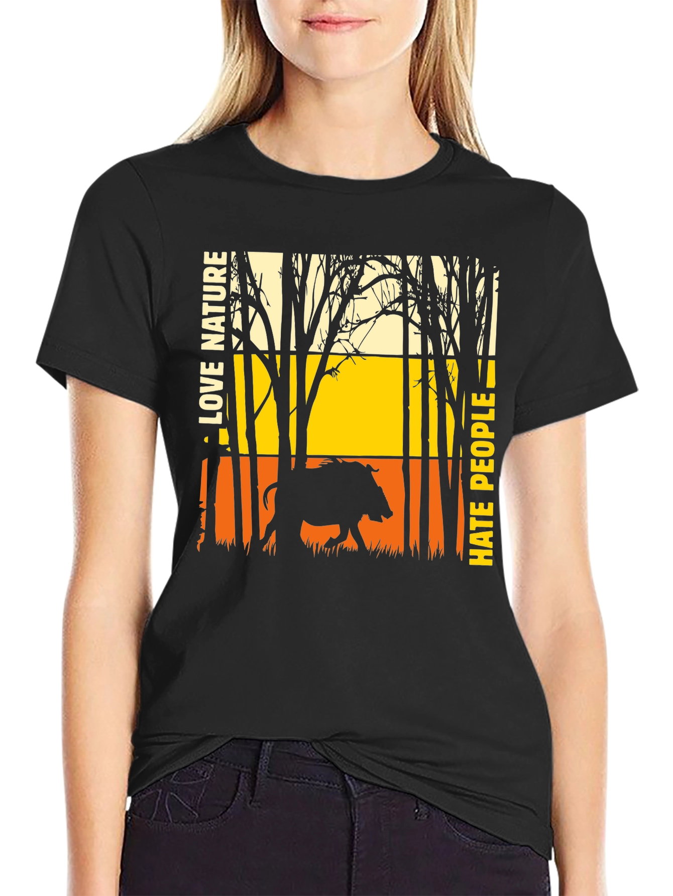 Black Love Nature Hate People Graphic Tee view 2