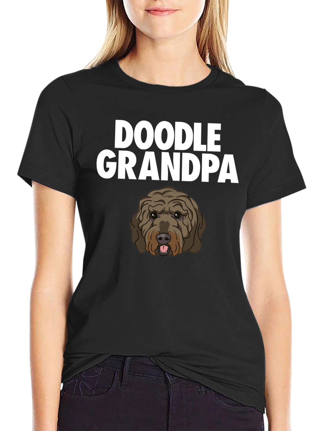 Black Doodle Grandpa T-Shirt - Dog Lover Gift view 2