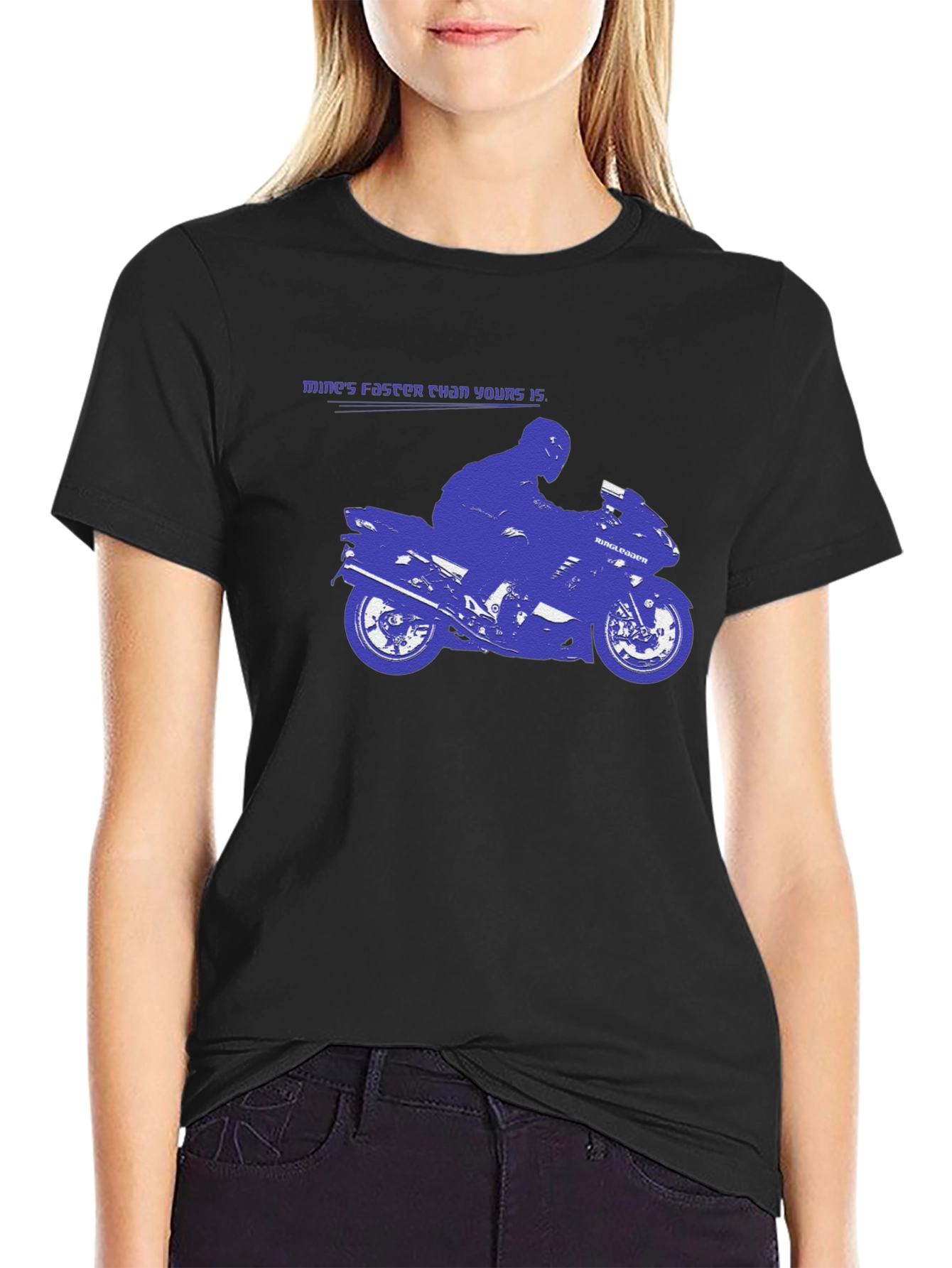 Black Mine's Faster Motorcycle Graphic T-Shirt view 2