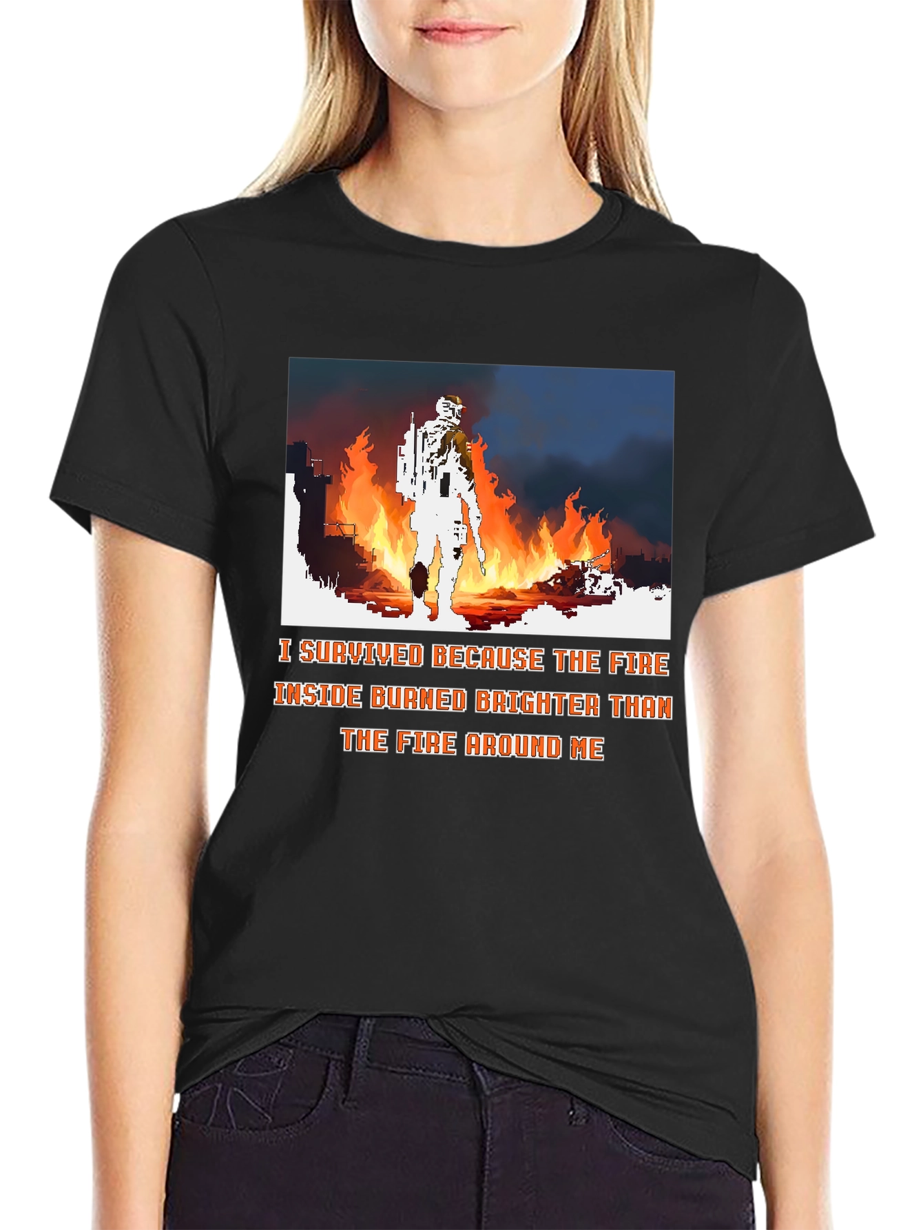 Black I Survived the Fire Graphic Tee - Courage and Resilience view 2