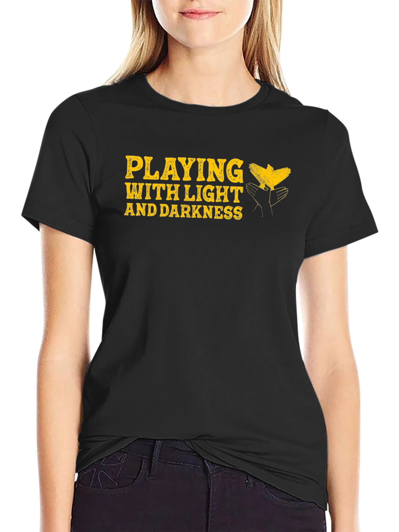 Black Playing with Light and Darkness Graphic T-Shirt view 2