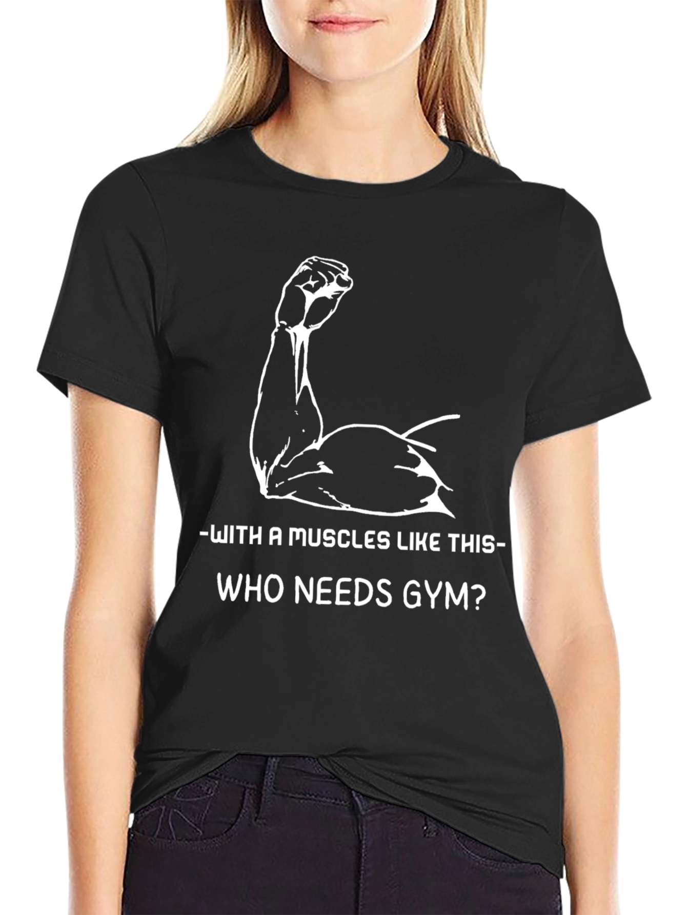 Black Muscles Like This T-Shirt - Gym Humor Tee view 2