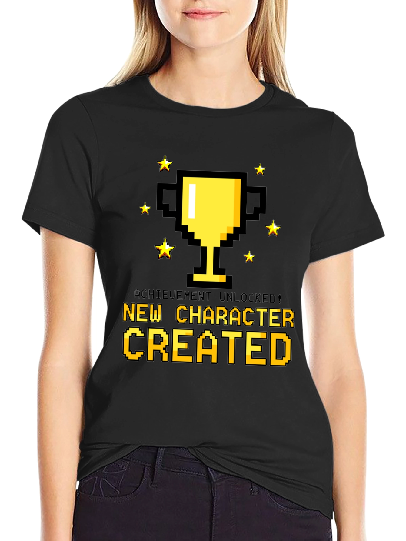 Black New Character Created Graphic T-Shirt view 2