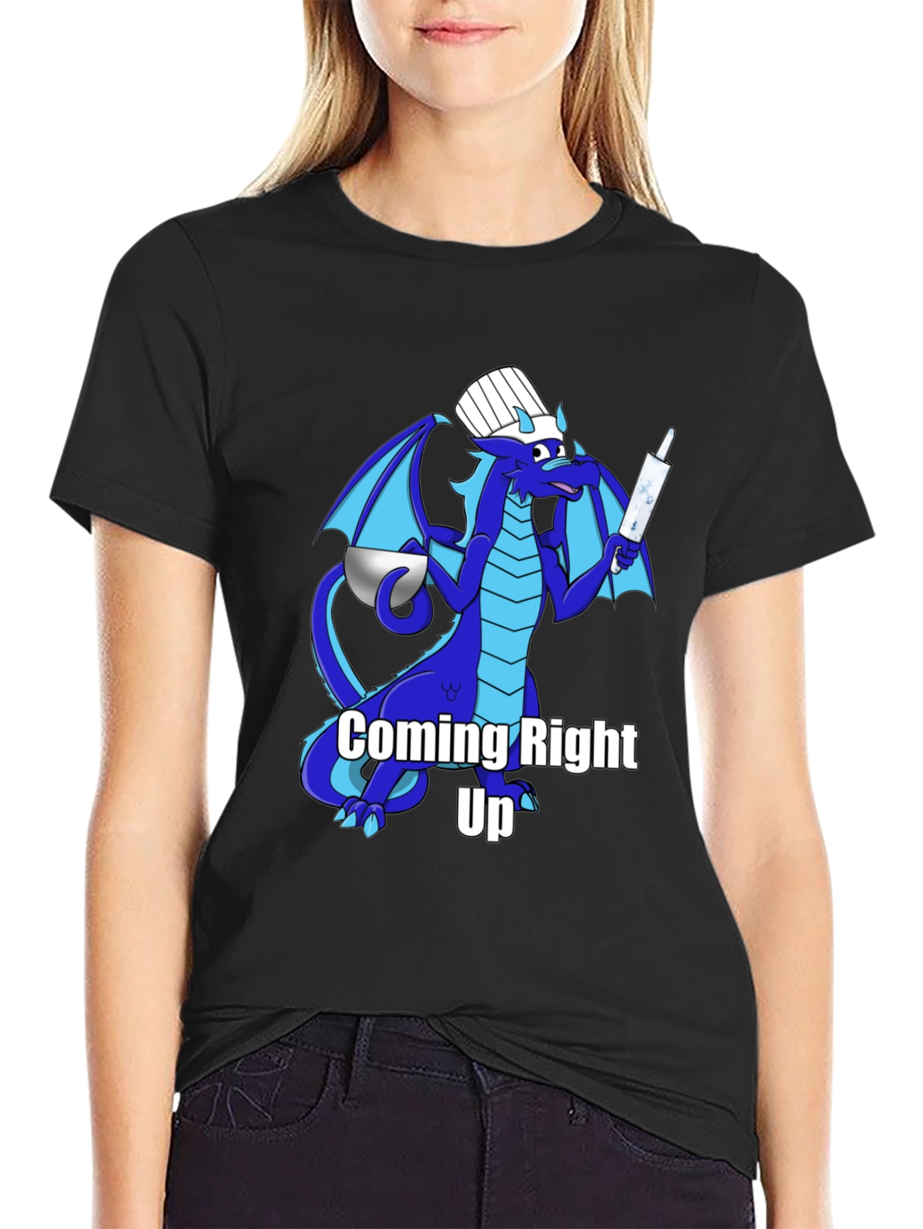 Black Chef Dragon T-Shirt - "Coming Right Up!" view 2