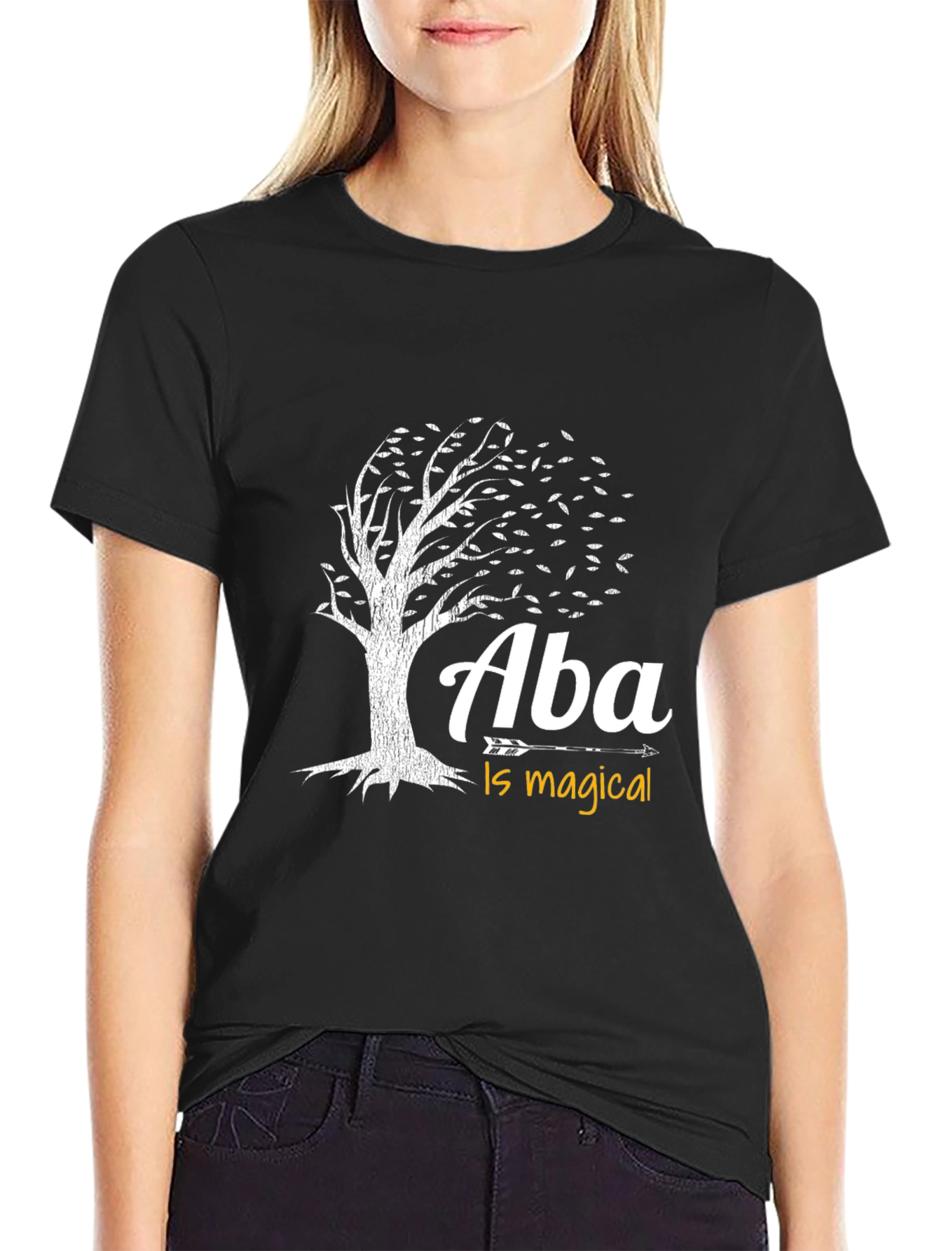 Black Aba Is Magical Tree Graphic T-Shirt - Black view 2