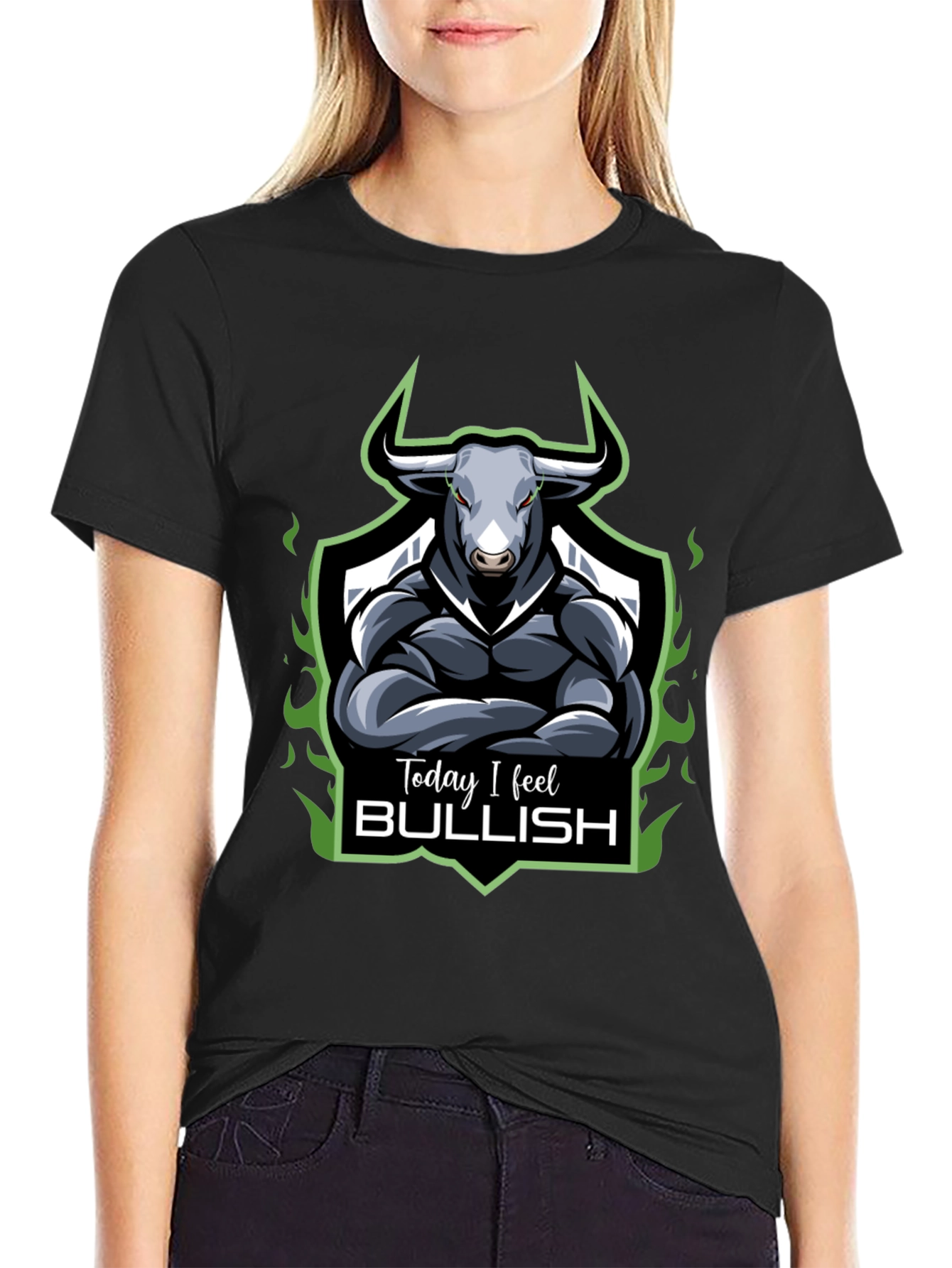 Black Today I Feel Bullish T-Shirt view 2