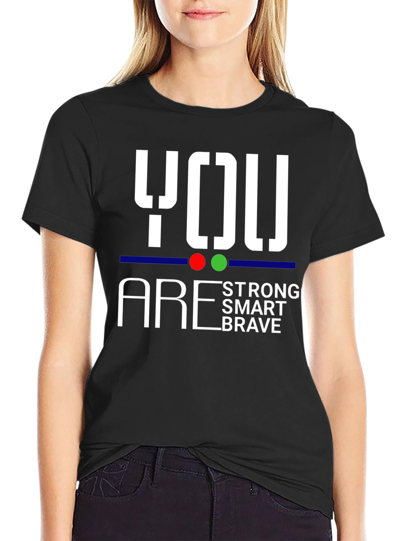 Black You Are Strong Smart Brave Men's Black T-Shirt view 2
