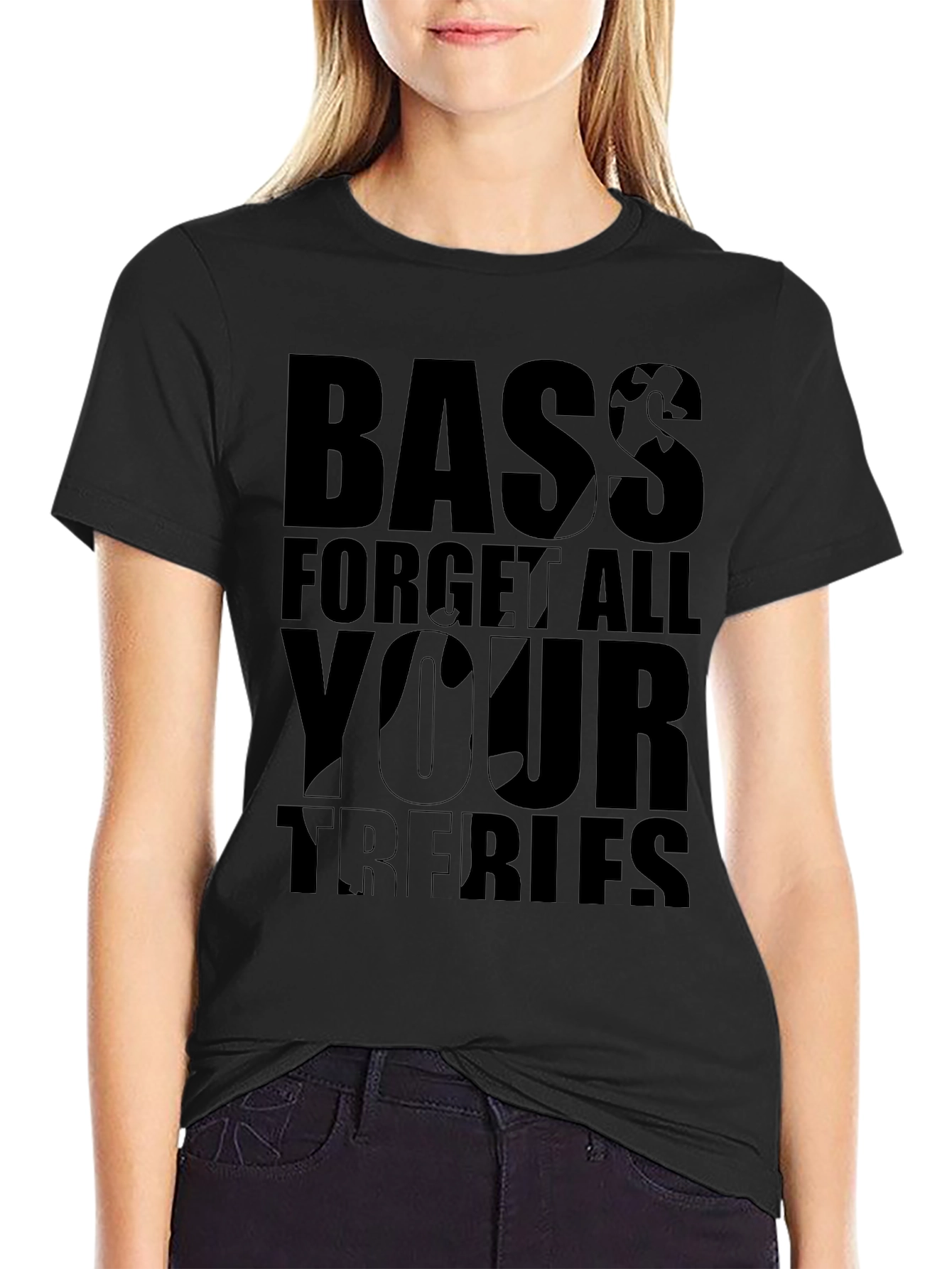 Black Bass Guitar Forget All Your Troubles Graphic T-Shirt view 2