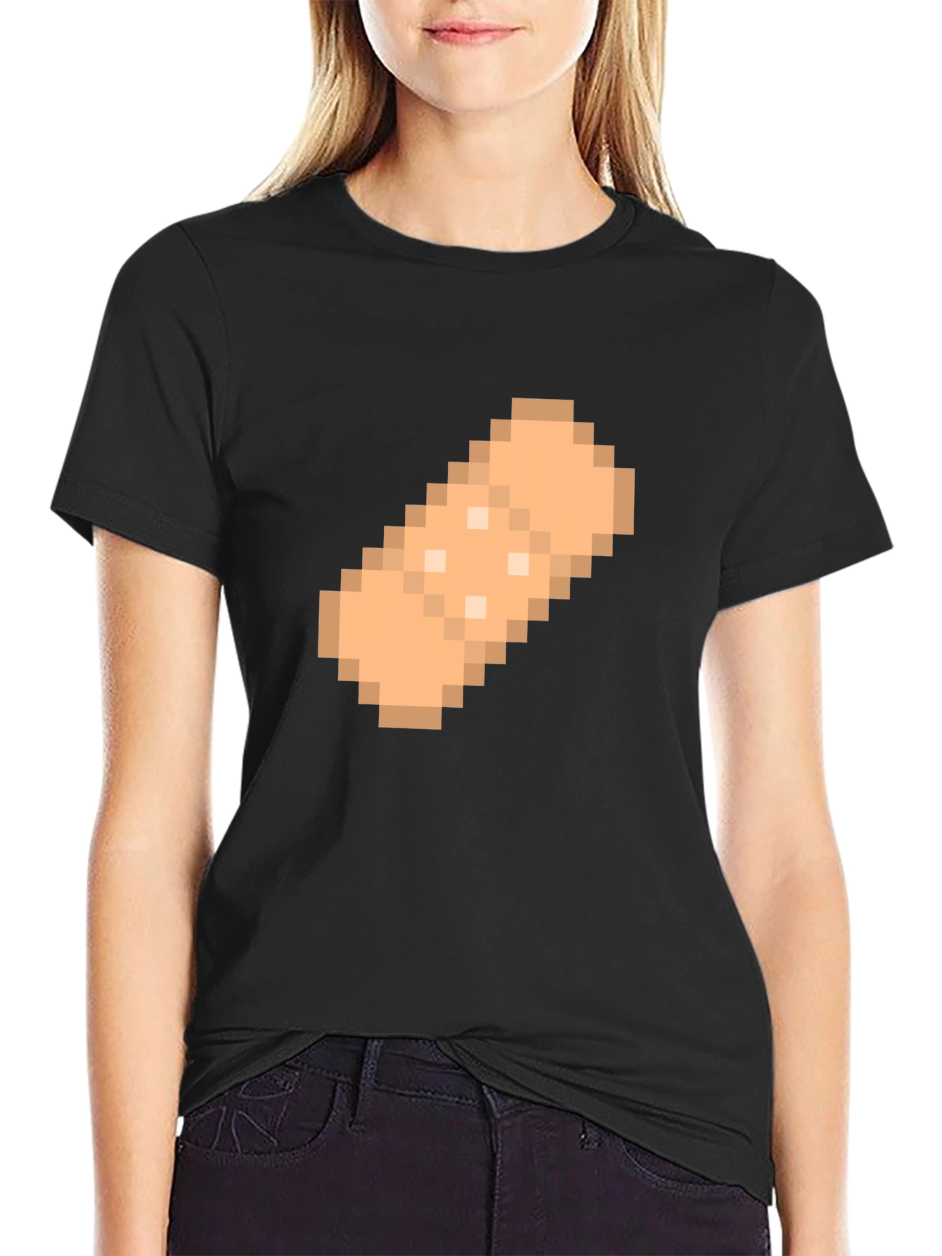 Black Pixelated Bandage Graphic T-Shirt - Black view 2
