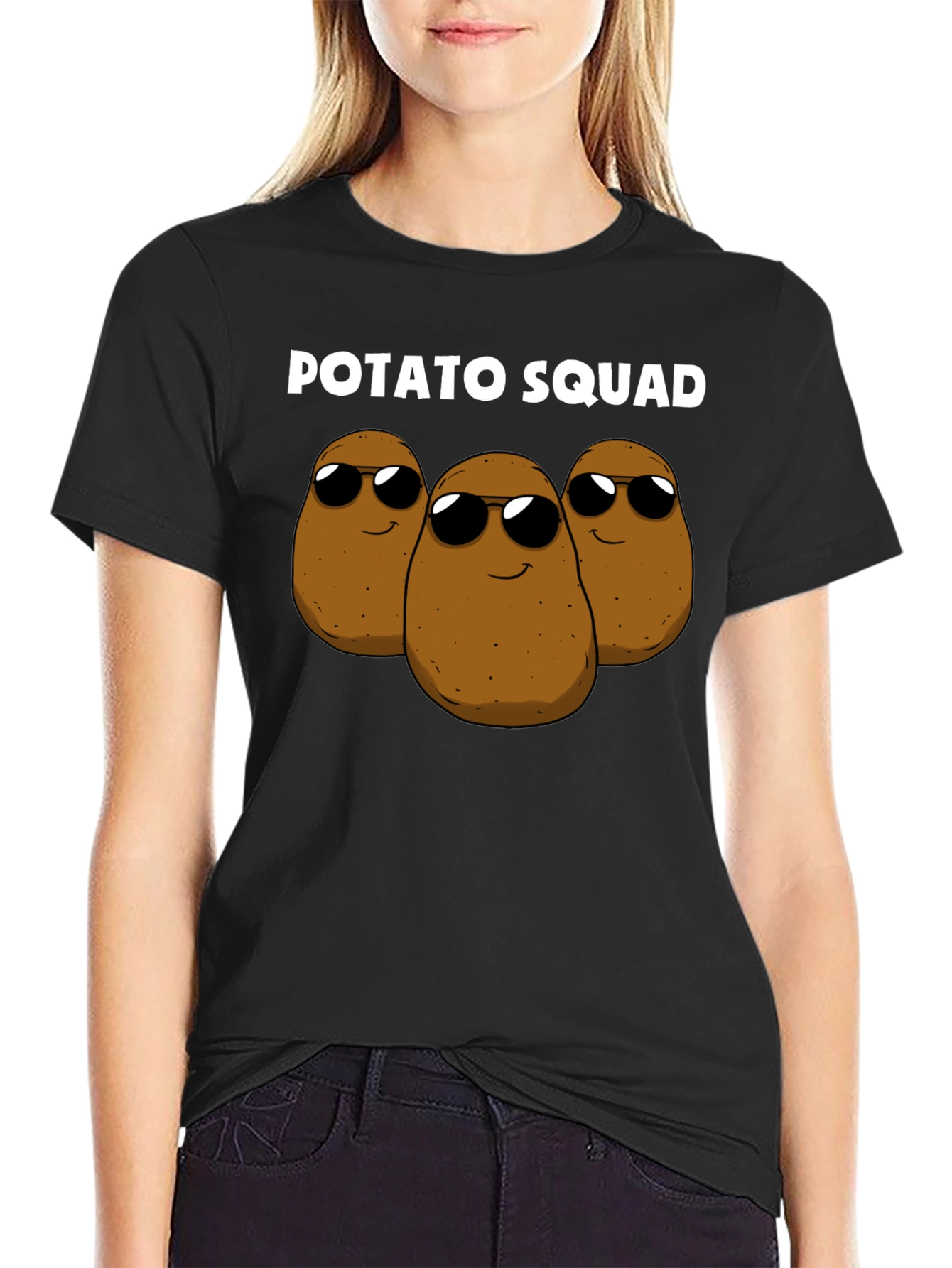 Black Potato Squad Graphic Tee - Funny Food Shirt view 2