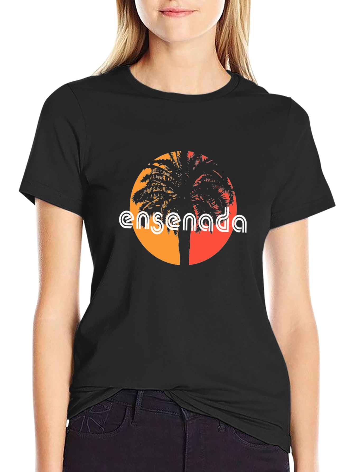 Black Ensenada Palm Tree Graphic Tee - Black view 2