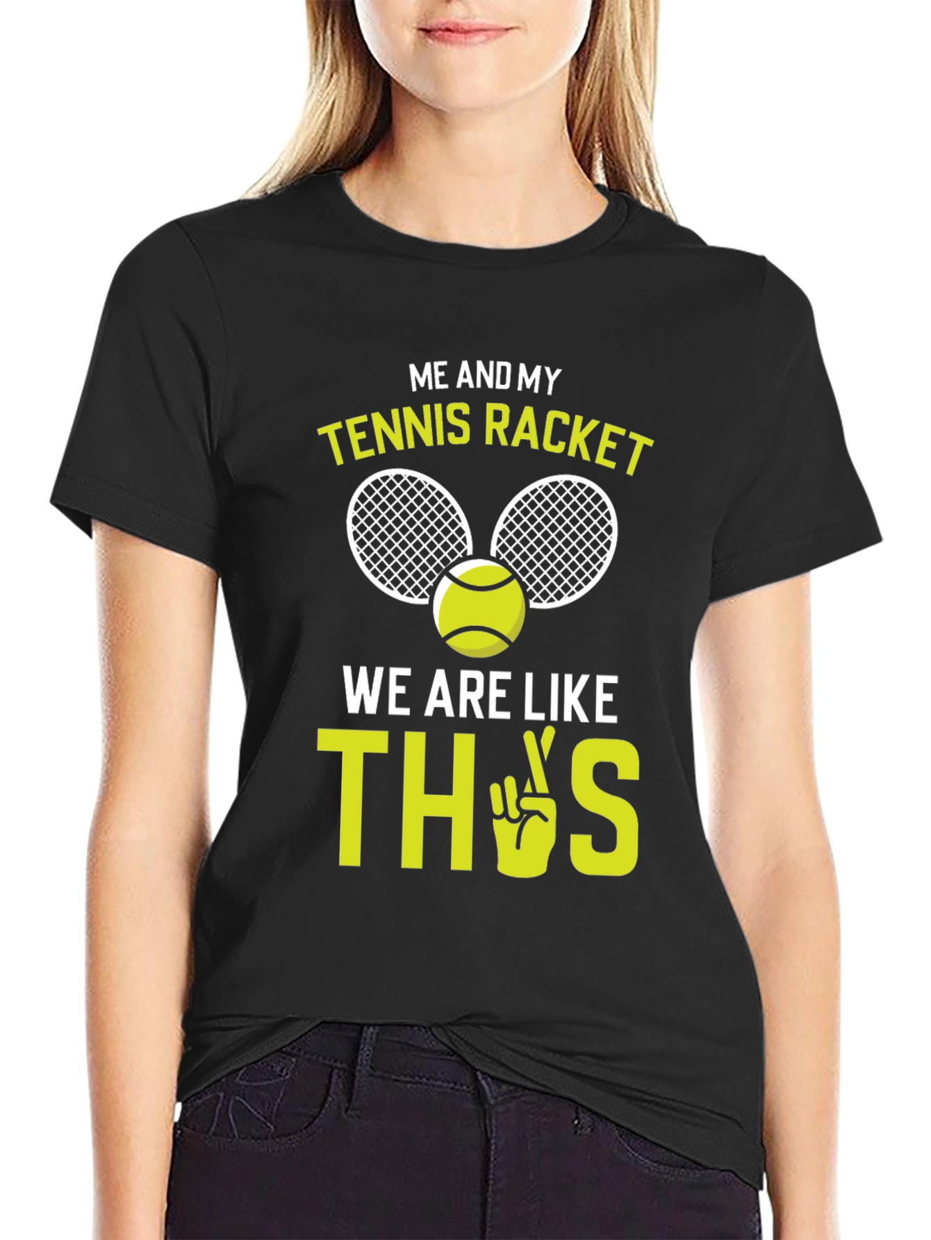 Black Tennis Racket Graphic Tee - Funny & Sporty view 2