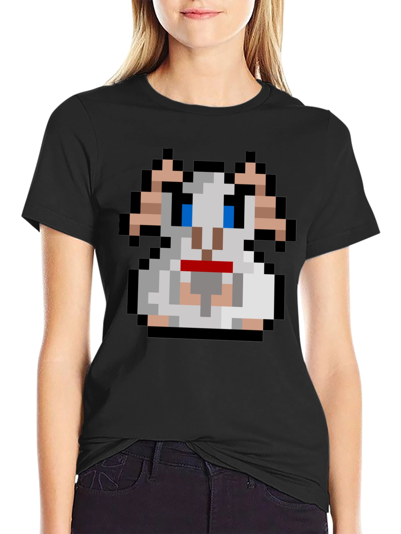 Black Pixel Goat T-Shirt - Retro Gaming Style view 2