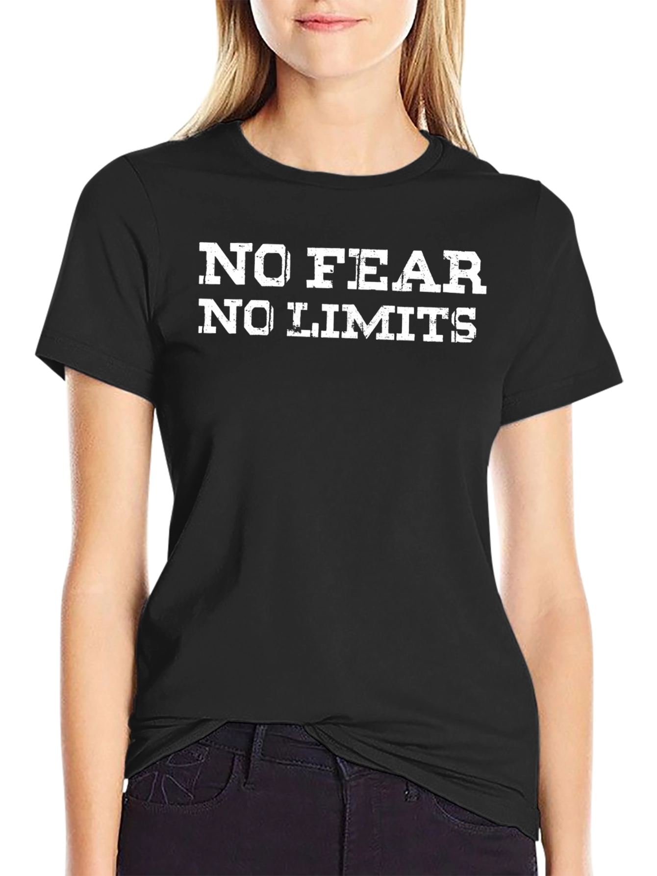 Black No Fear No Limits Graphic Tee - Black Cotton view 2