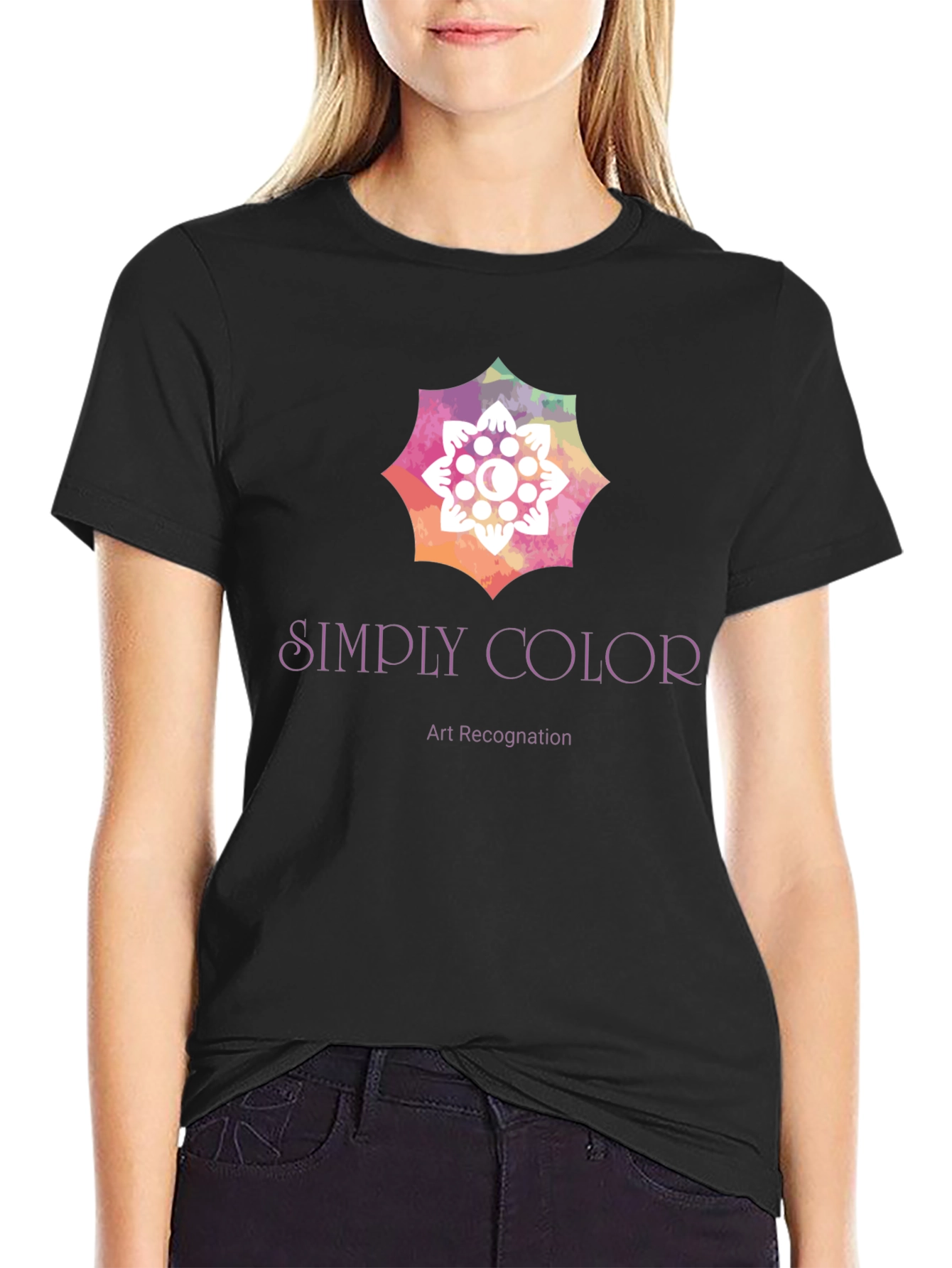 Black Simply Color Art Recognition Graphic Tee view 2