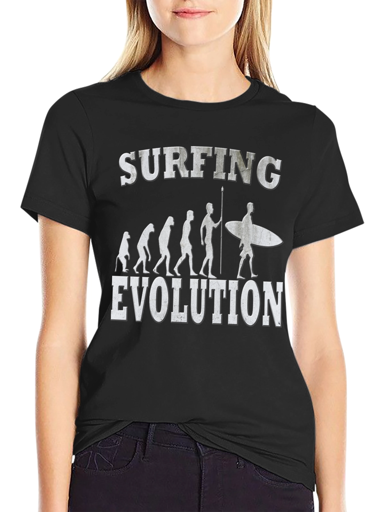 Black Surfing Evolution Graphic Tee - Black Cotton view 2