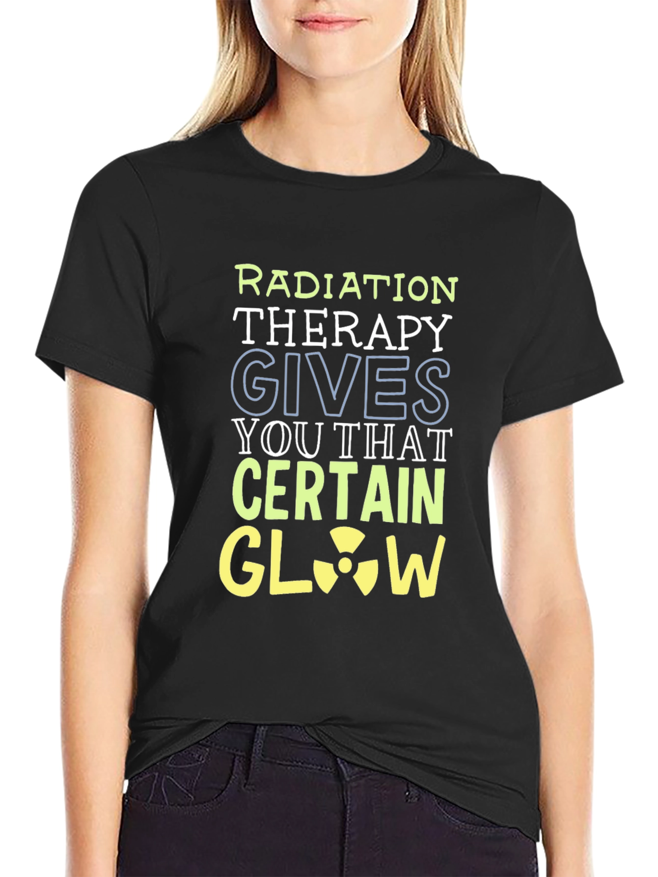 Black Radiation Therapy Glow Black Graphic T-Shirt view 2