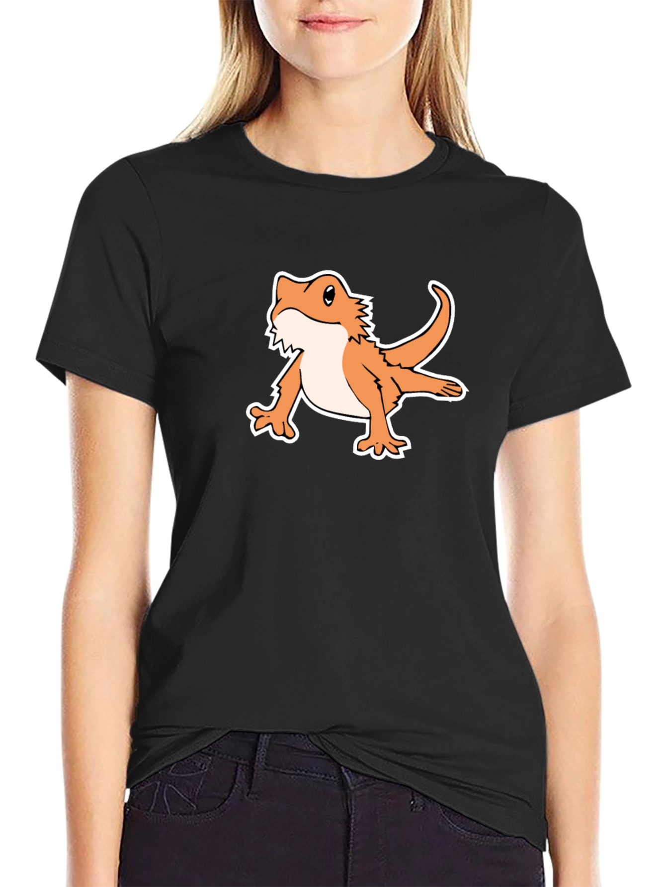 Black Bearded Dragon Tee - Cute Lizard Pet Graphic T-Shirt view 2