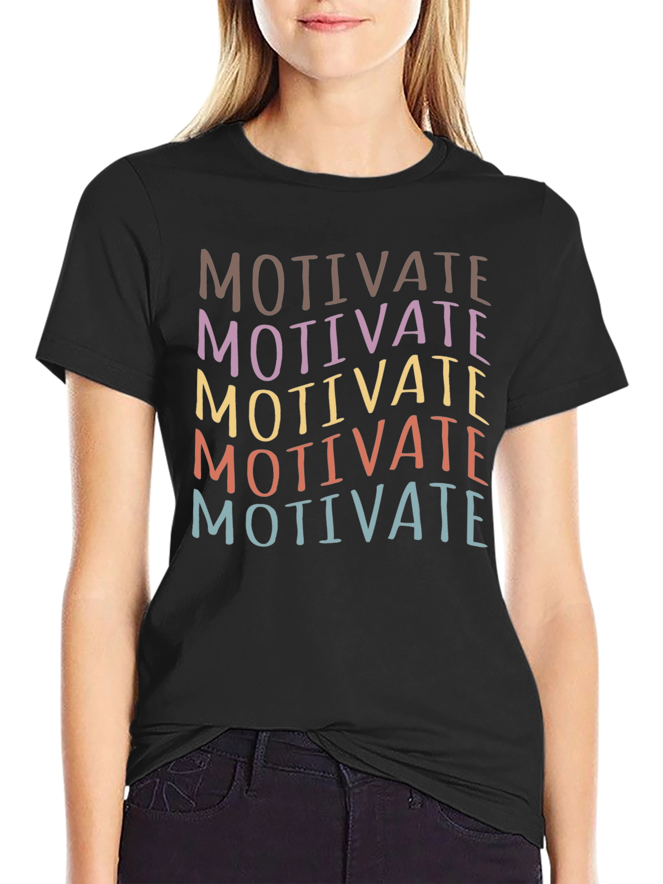 Black Motivate Graphic T-Shirt - Casual Comfort view 2