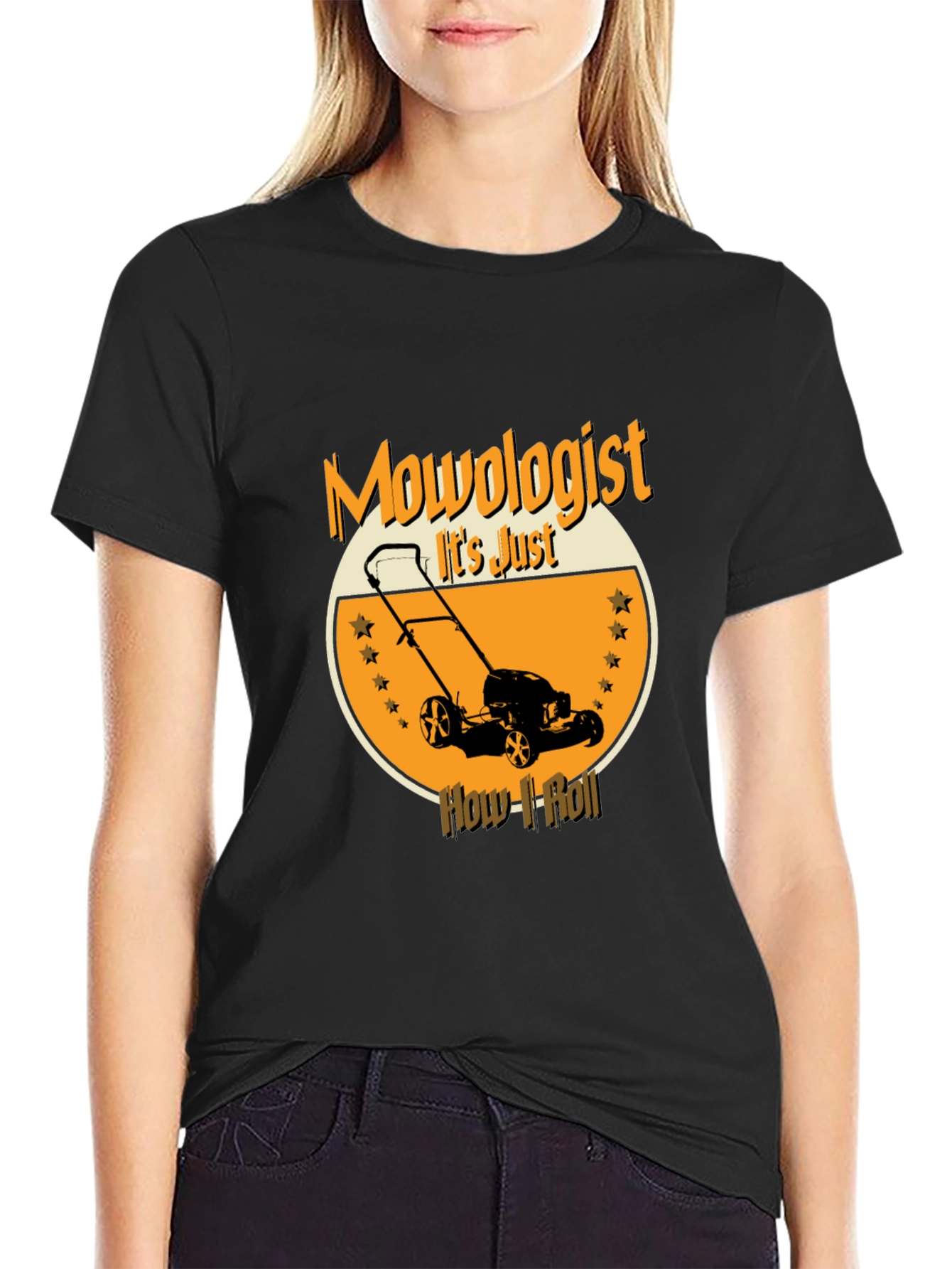 Black Mowologist T-Shirt - Lawn Mowing Humor view 2