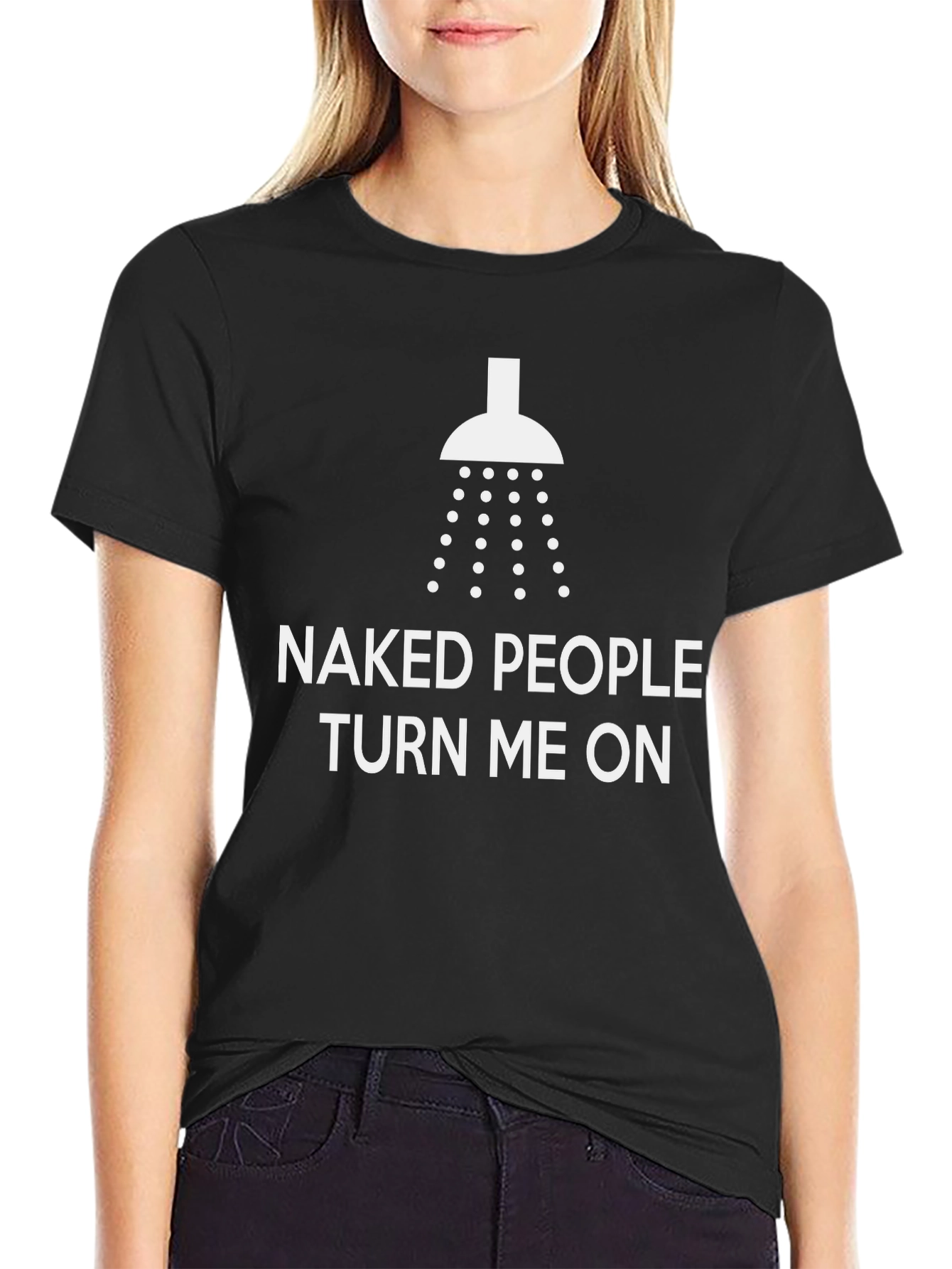 Black Naked People Turn Me On Graphic Tee - Black Humor T-Shirt view 2