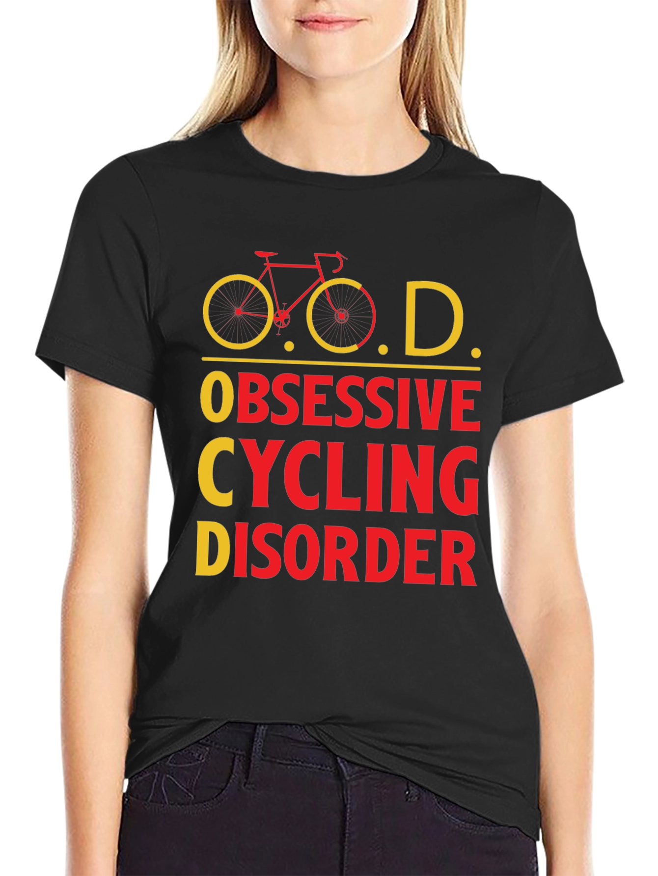 Black Obsessive Cycling Disorder Graphic Tee view 2