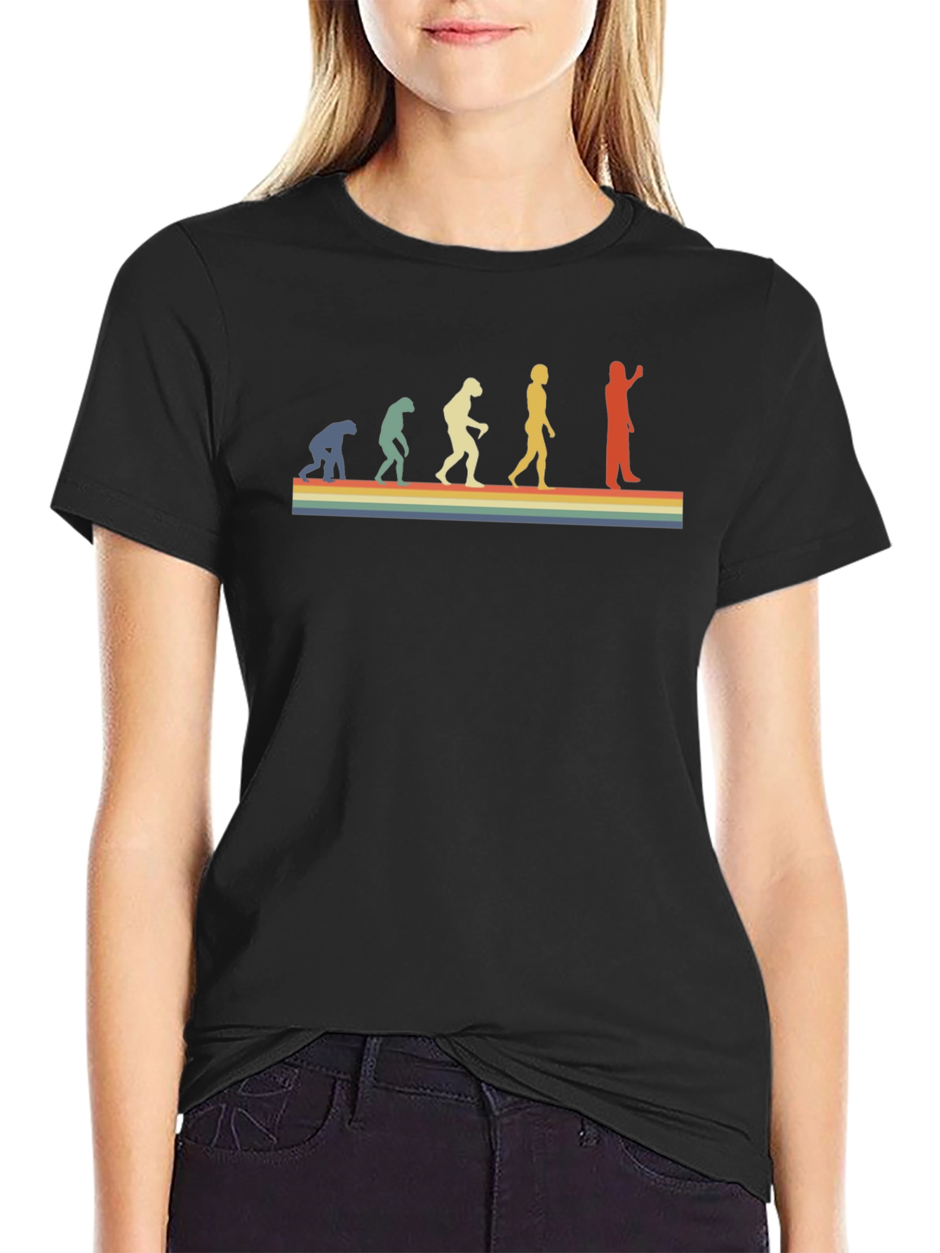 Black Evolution T-Shirt - Retro Style view 2