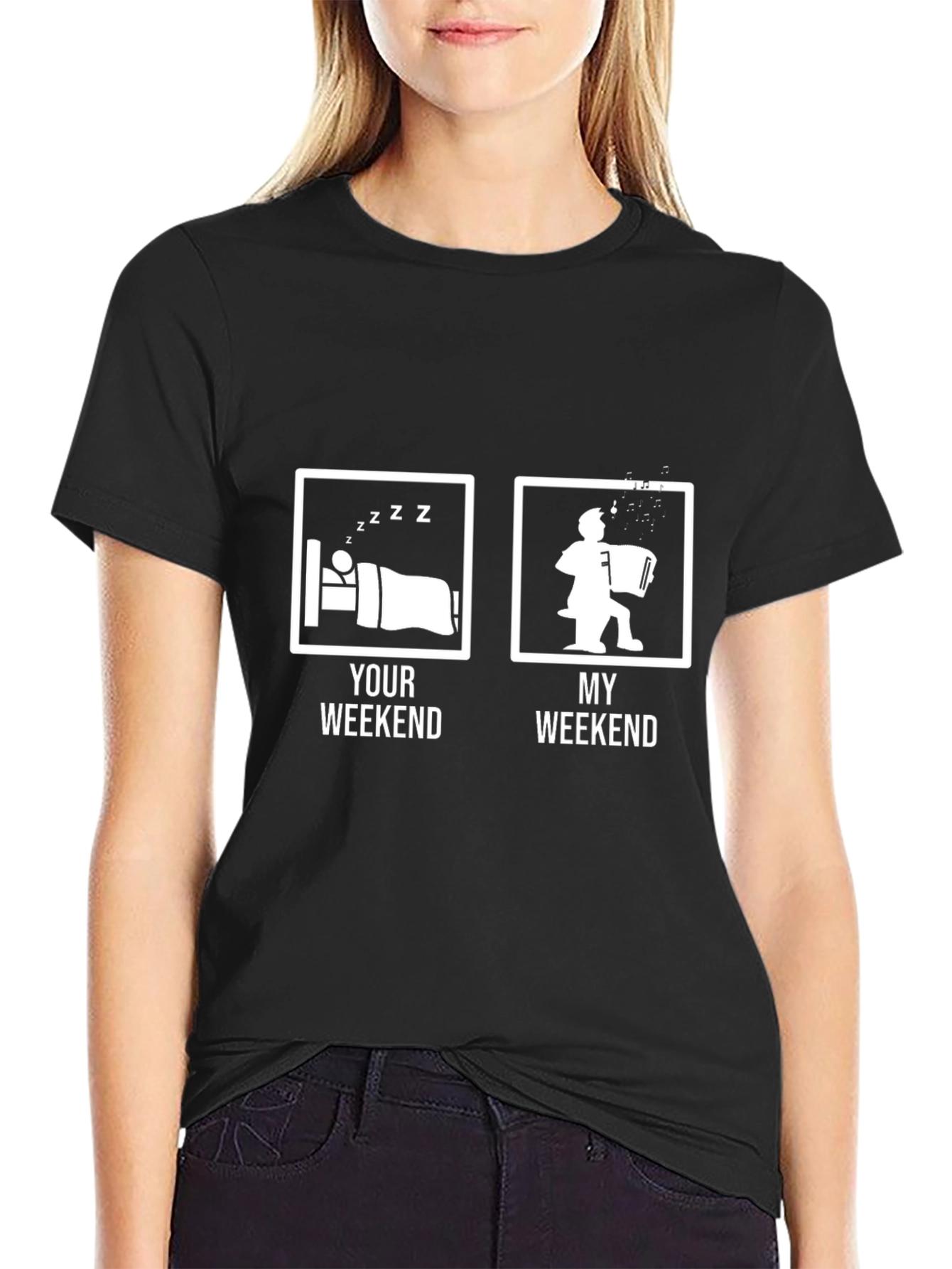 Black Accordion Player Weekend T-Shirt view 2