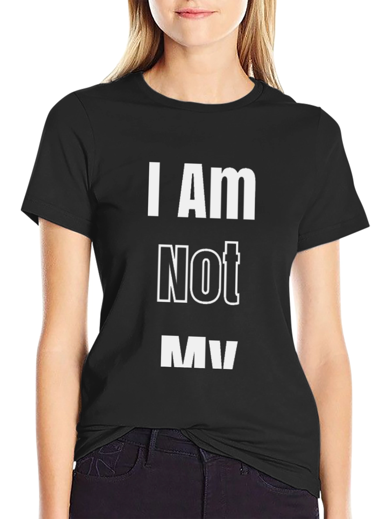 Black I AM Not MV Men's Black T-Shirt view 2