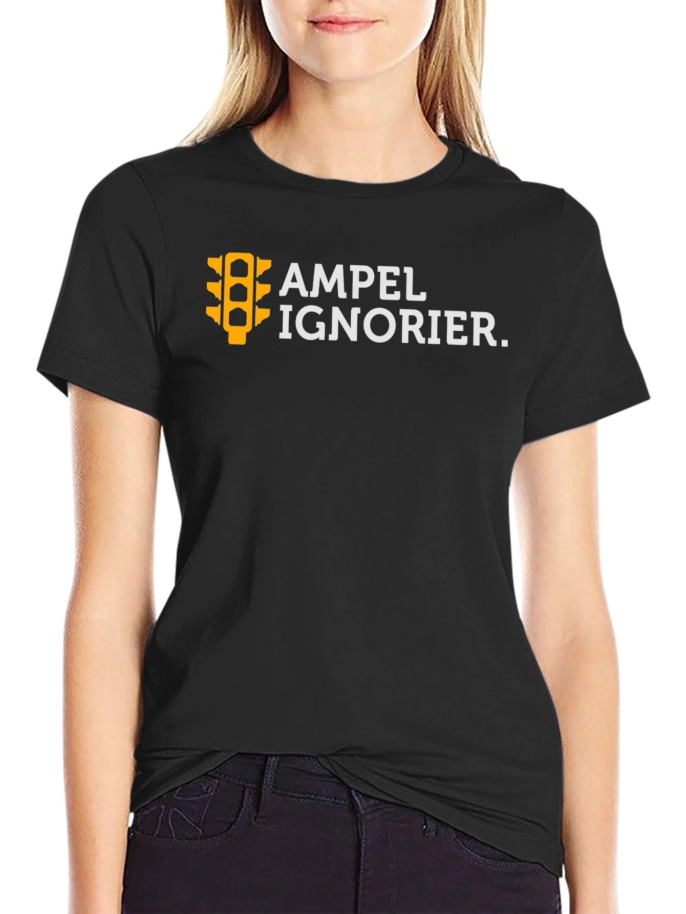 Black Ampel Ignorier Graphic Tee - Black Cotton T-Shirt view 2