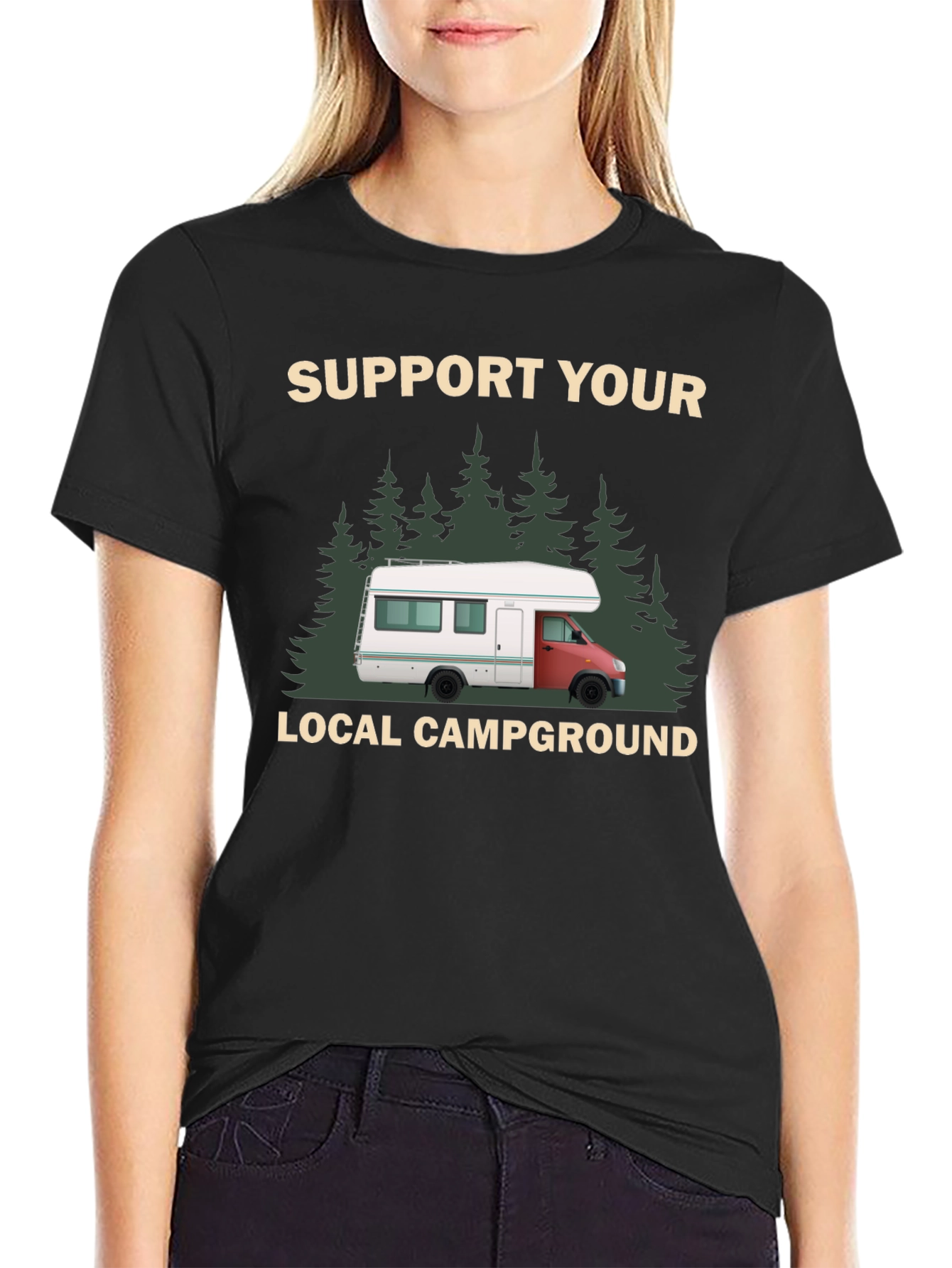 Black Support Your Local Campground Graphic Tee view 2