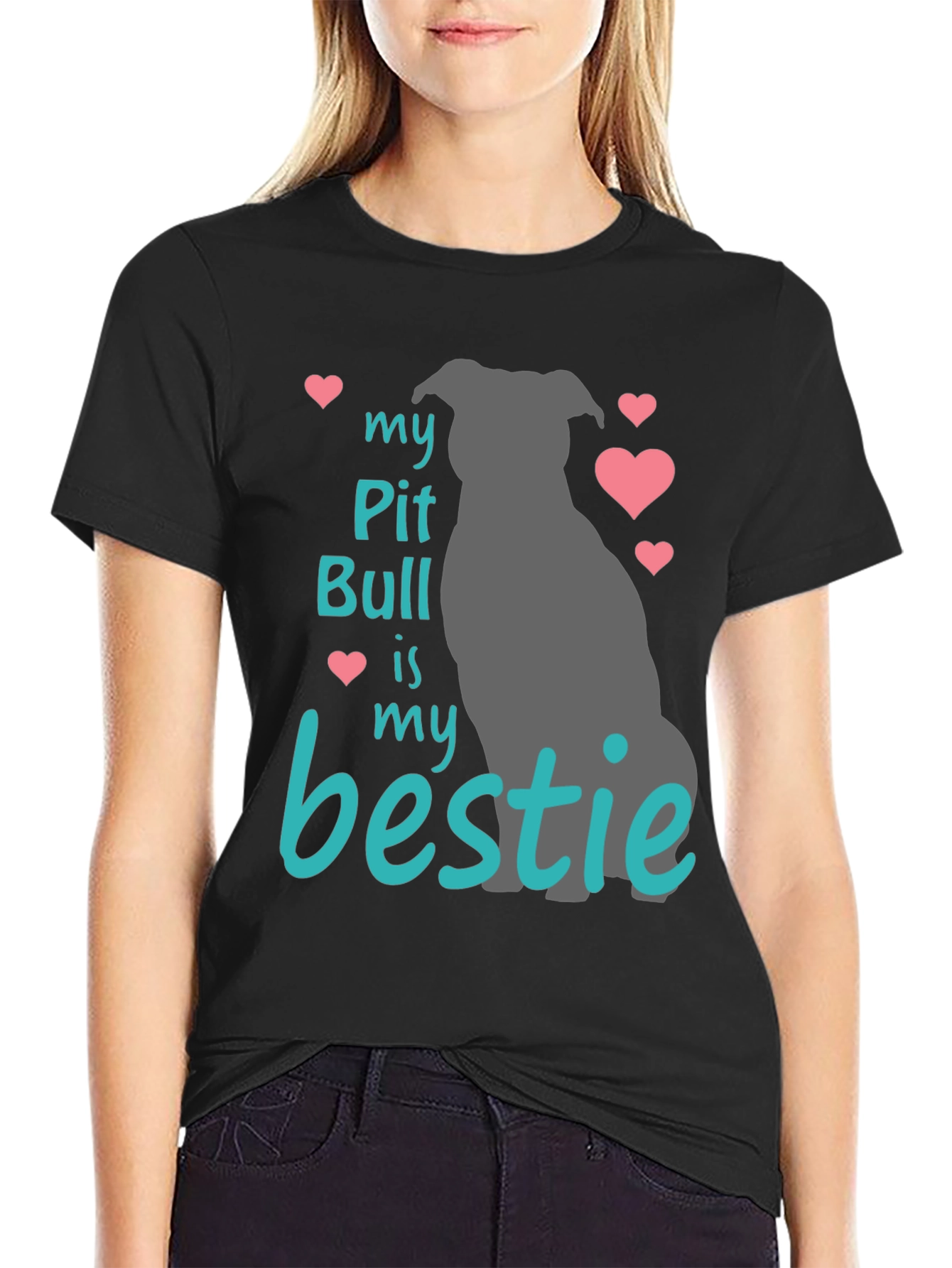 Black My Pit Bull Is My Bestie T-Shirt view 2