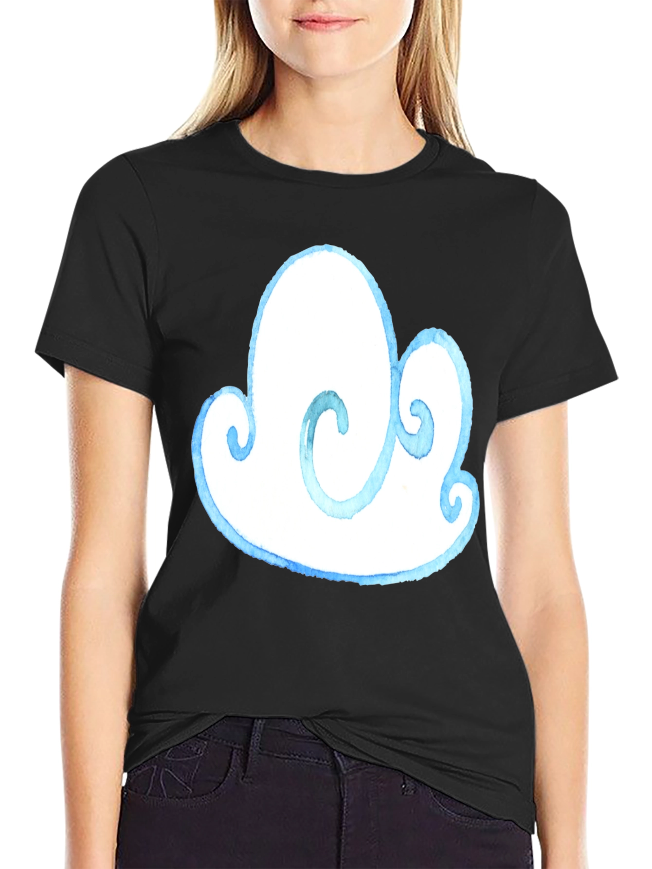 Black Cloud Graphic Tee - Black Cotton T-Shirt view 2