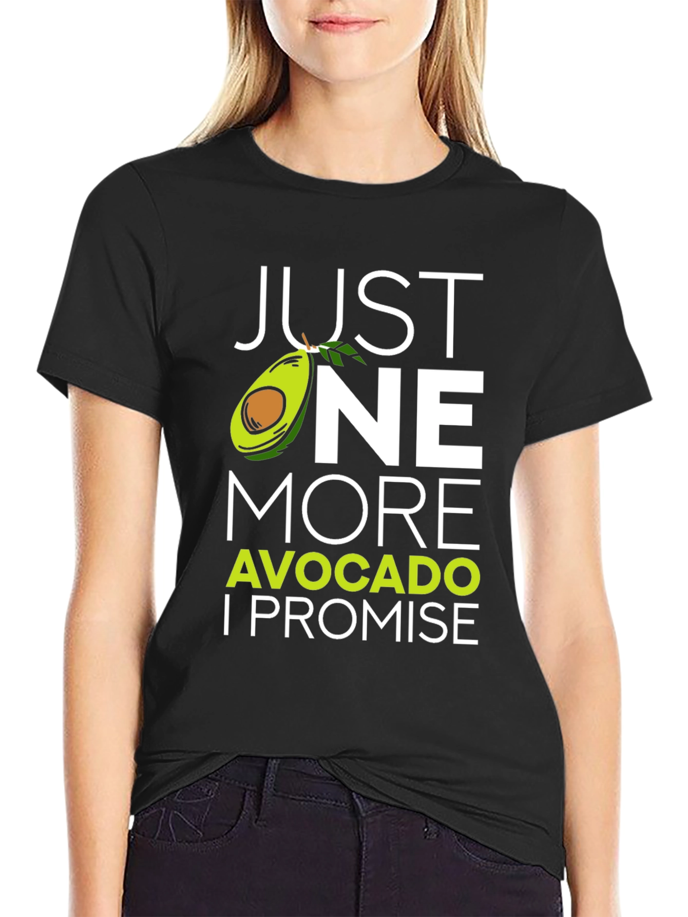 Black Just One More Avocado T-Shirt - Funny Foodie Tee view 2