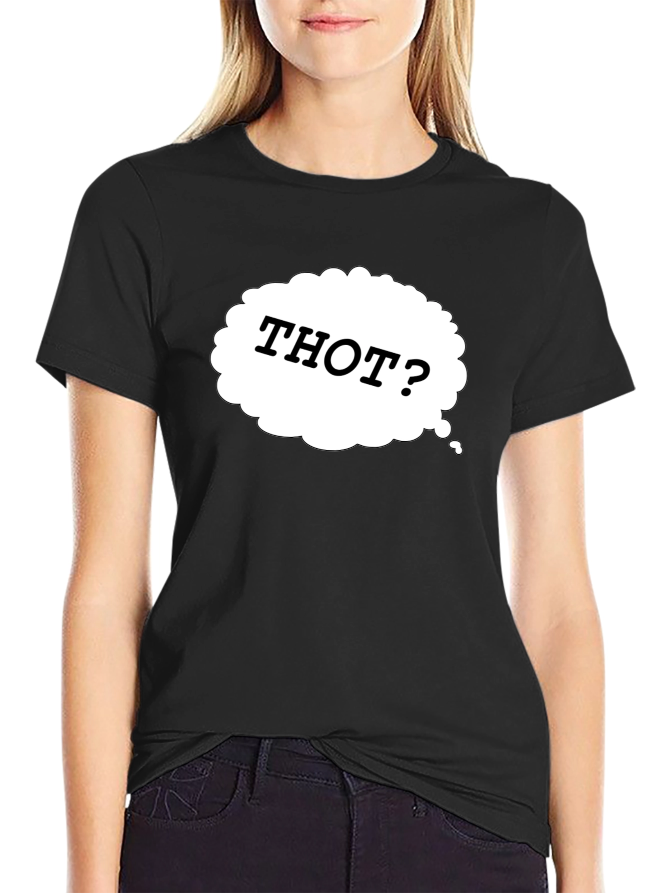 Black Thot? Novelty Graphic Black T-Shirt view 2