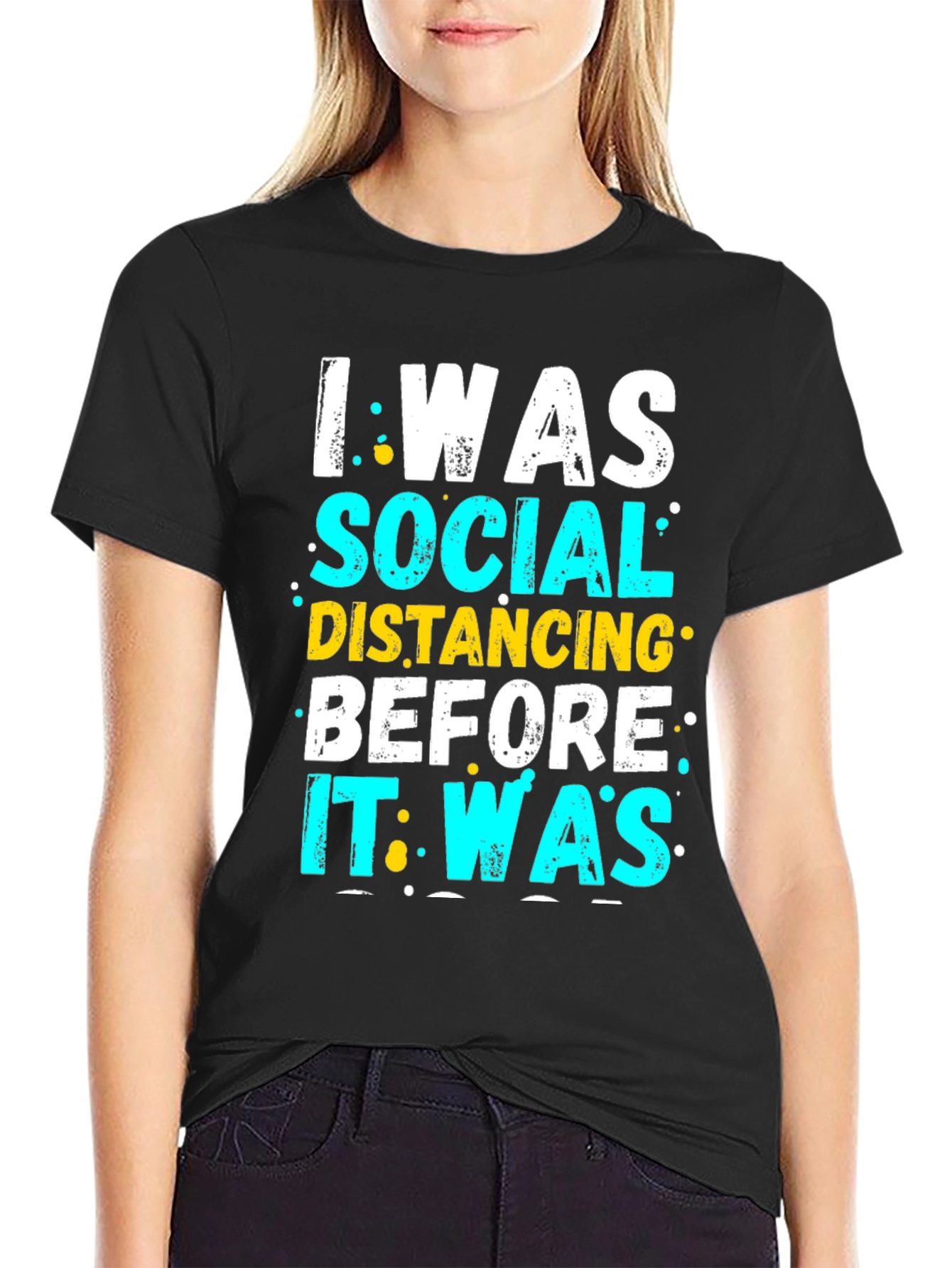 Black I Was Social Distancing T-Shirt - Funny Introvert Tee view 2
