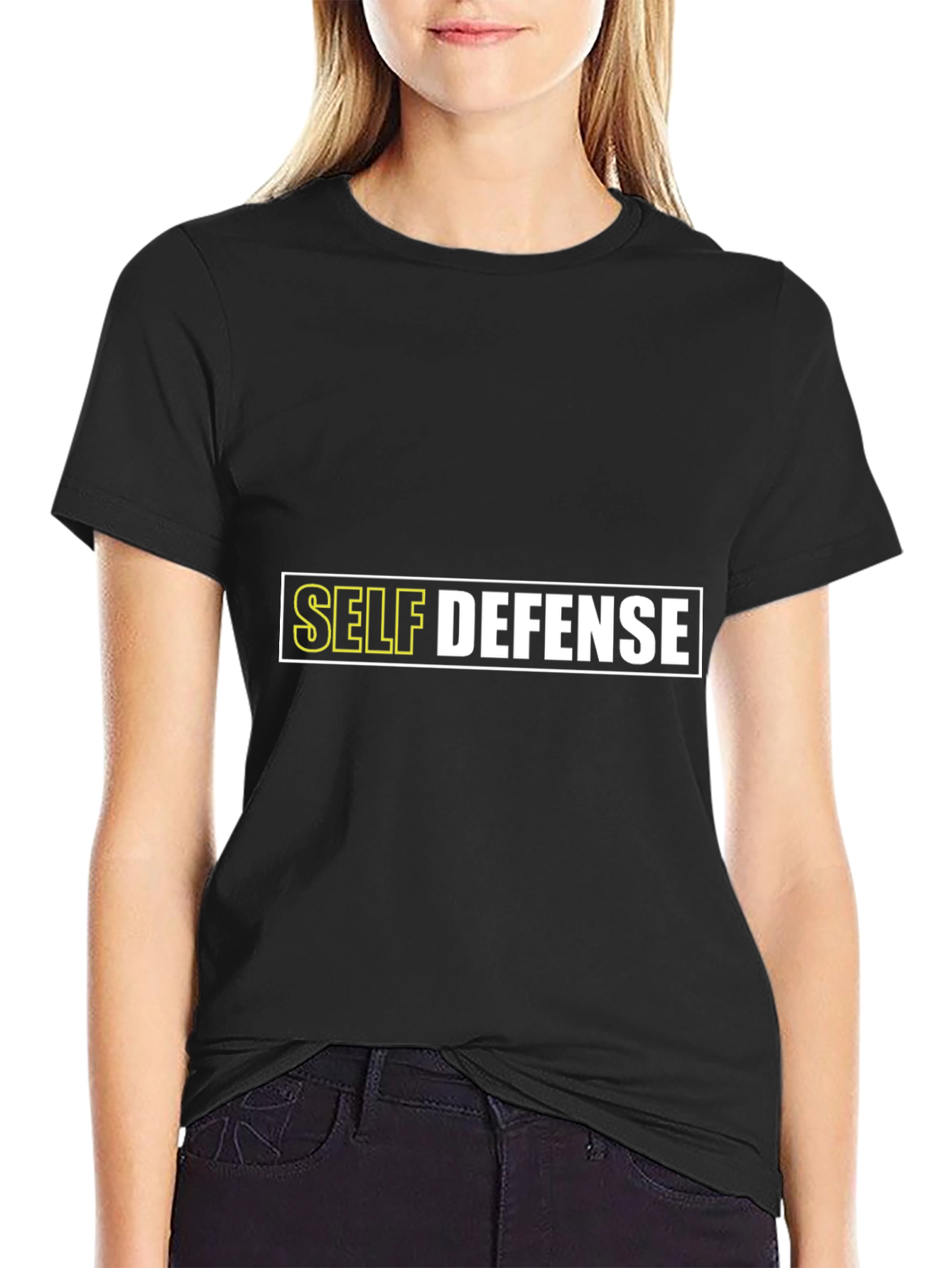 Black Self Defense Graphic T-Shirt - Black Cotton Tee view 2